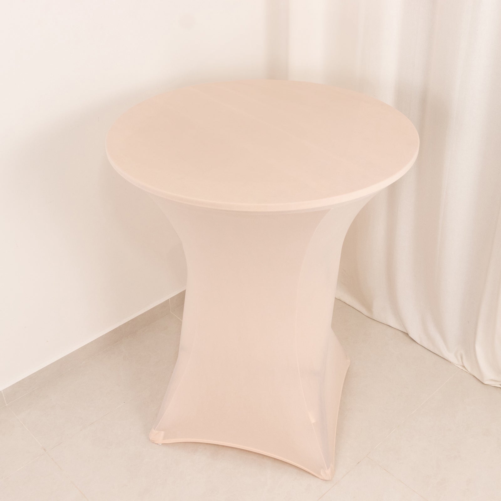 Blush Spandex Stretch Cocktail Table Cover - Easy Maintenance for 33'-36' Tables