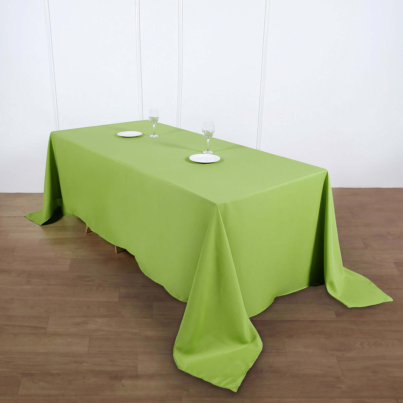 Wrinkle-Resistant Seamless Apple Green Polyester 90x132 Rectangle Tablecloth