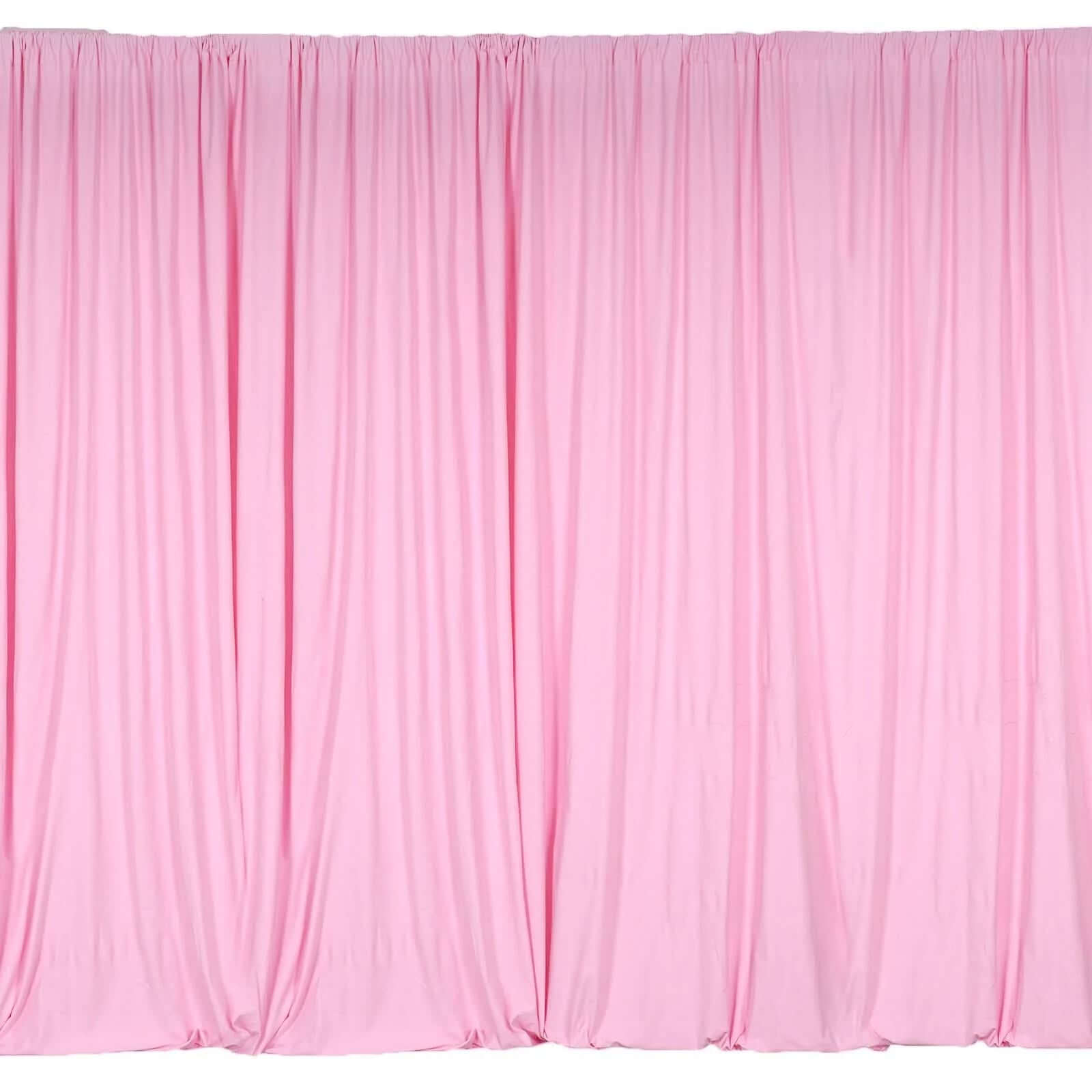 Hot Deal! 2 Pack Pink 10ftx10ft Scuba Polyester Flame - Resistant Wrinkle - Free Event Curtain Drapes with Rod Pockets