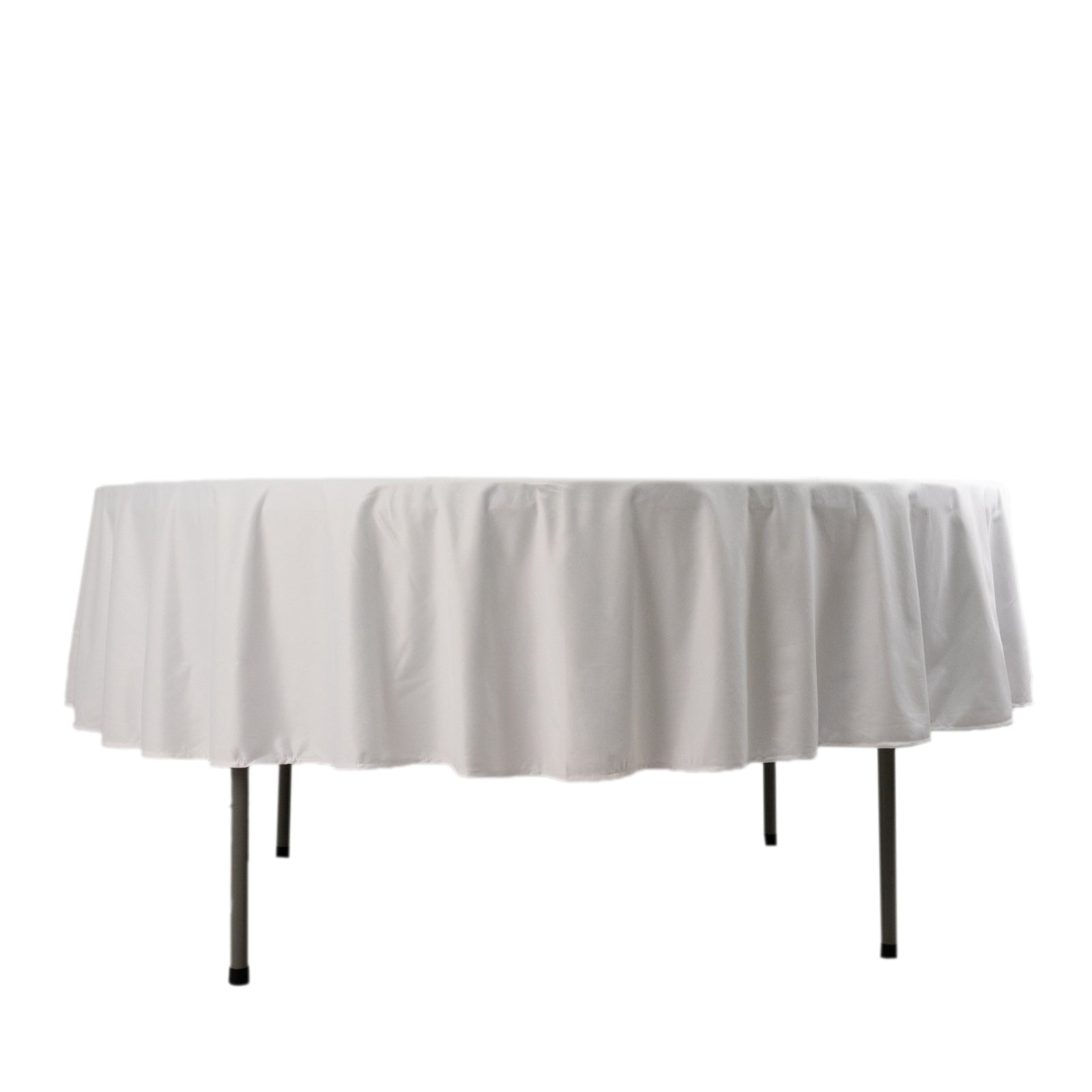 White 90' Premium Scuba Round Tablecloth - Wrinkle & Stain Resistant for Weddings and Banquets