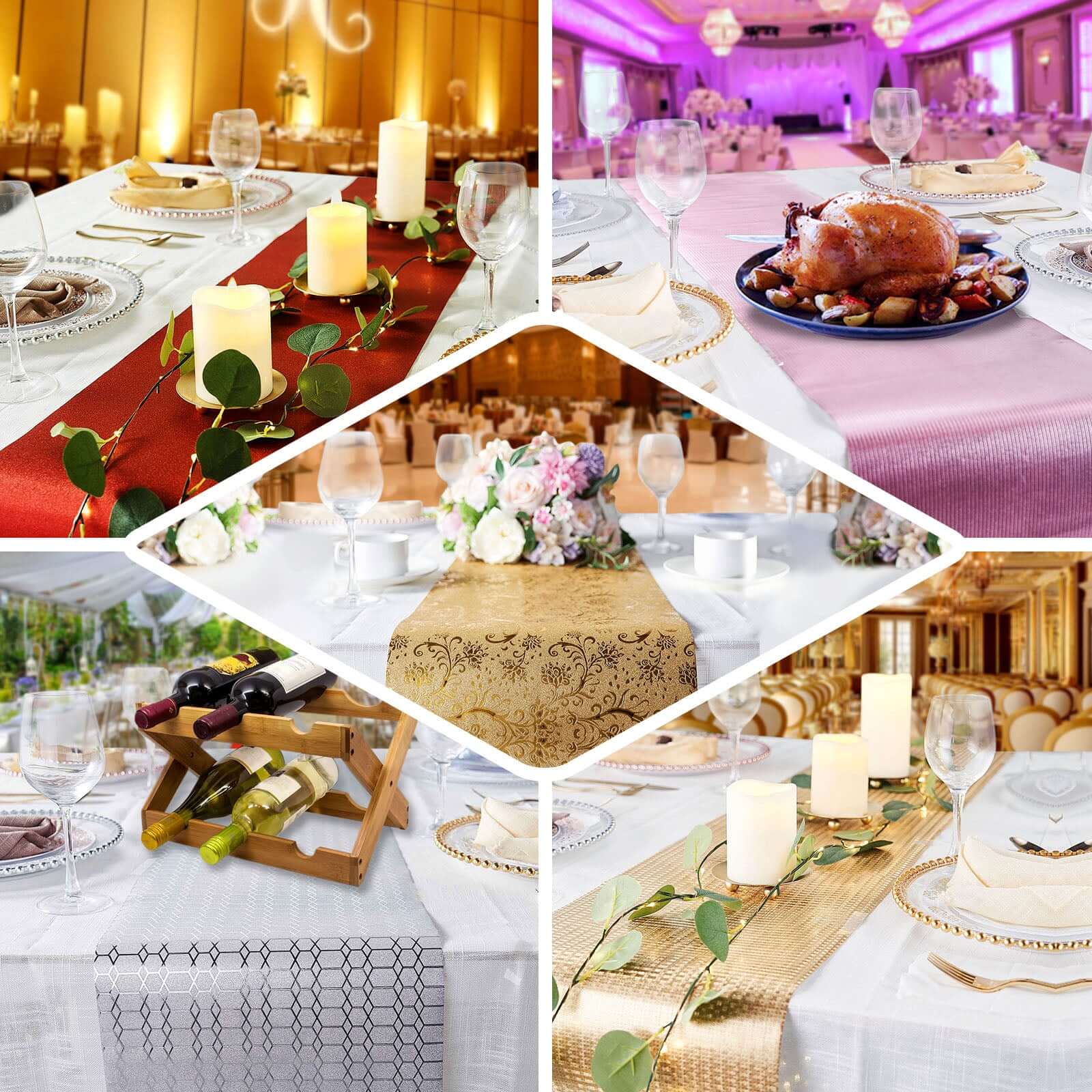 9ft Disposable Gold Geometric Print Table Runner - Perfect for Events