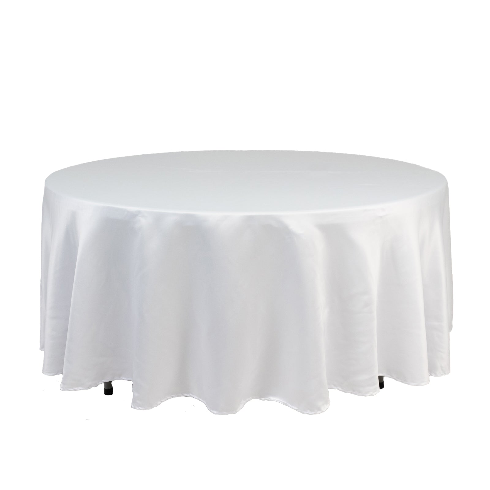 Lamour Satin 108 Round Tablecloth White - Durable & Silk-Like Table Cover for Classy Weddings & Events