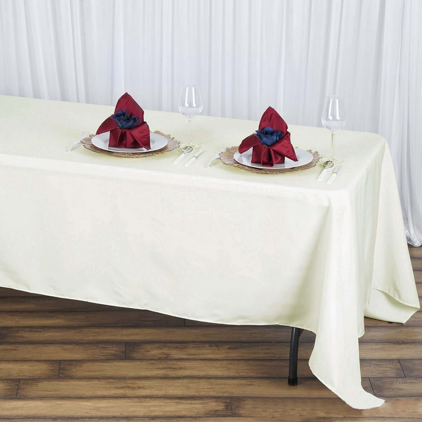 Ivory 72x120 Rectangle Premium 220GSM Stain-Resistant Polyester Tablecloth