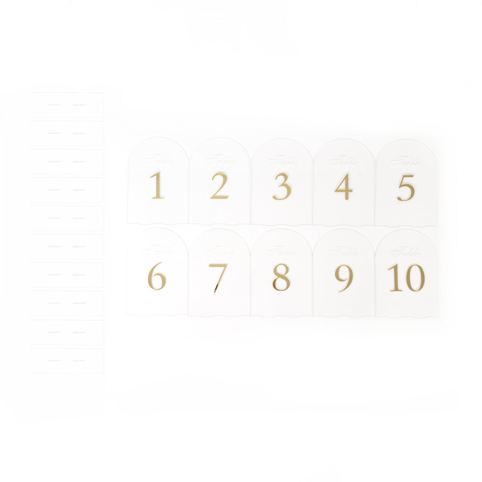 Hot Sale! Transparent Acrylic Wedding Reception Table Numbers 1 - 10 with Gold Print and Stands