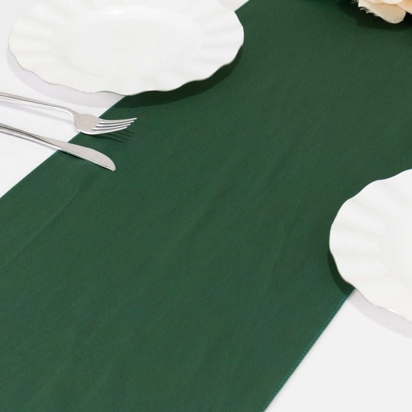 Exclusive Wrinkle-Free Hunter Emerald Green Scuba Polyester 12x108 Table Runner
