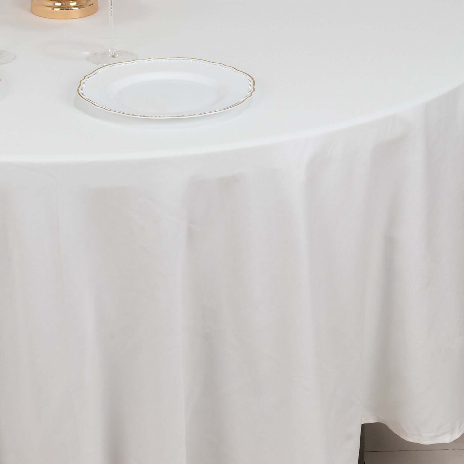Premium 100% Cotton 108-Inch Round White Tablecloth - Soft, Breathable & Elegant for Events