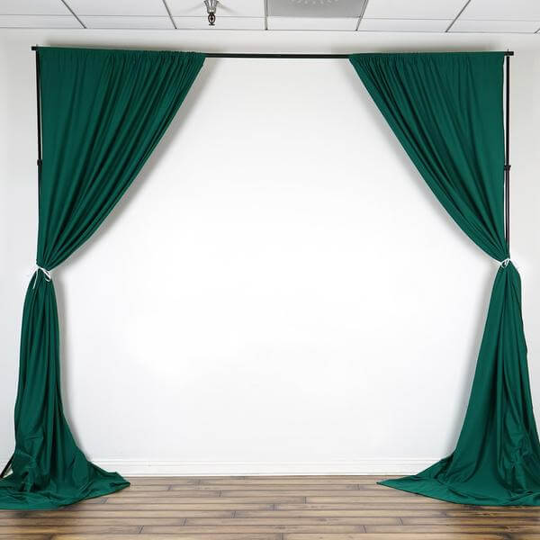 2-Pack Hunter Emerald Green Scuba Polyester Event Curtains - Durable, Flame-Resistant, Wrinkle-Free 10ftx10ft Panels
