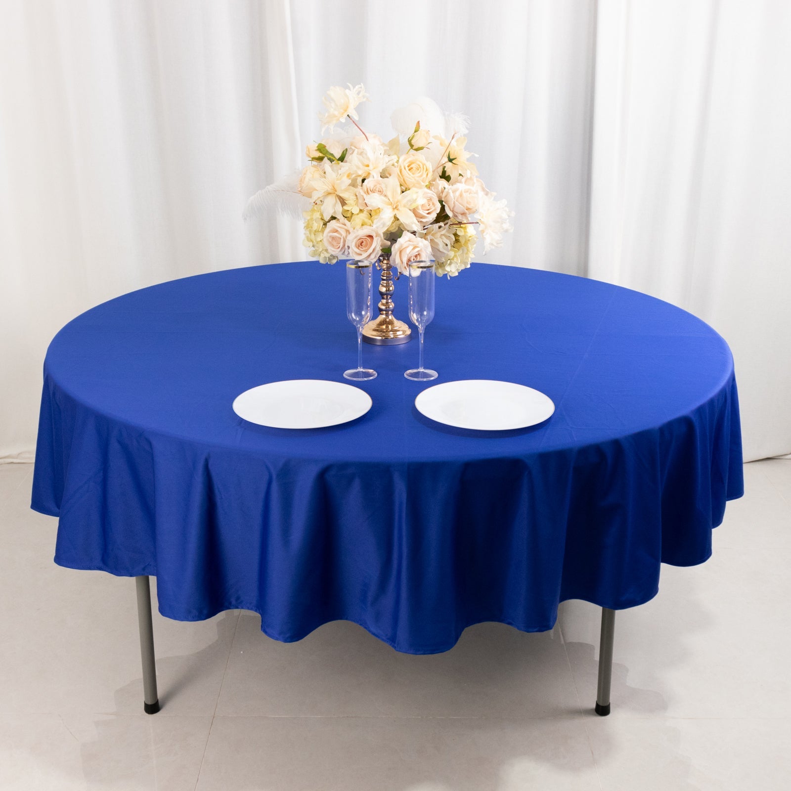 Wrinkle-Free & Stain-Resistant Royal Blue 90-Inch Premium Scuba Round Tablecloth