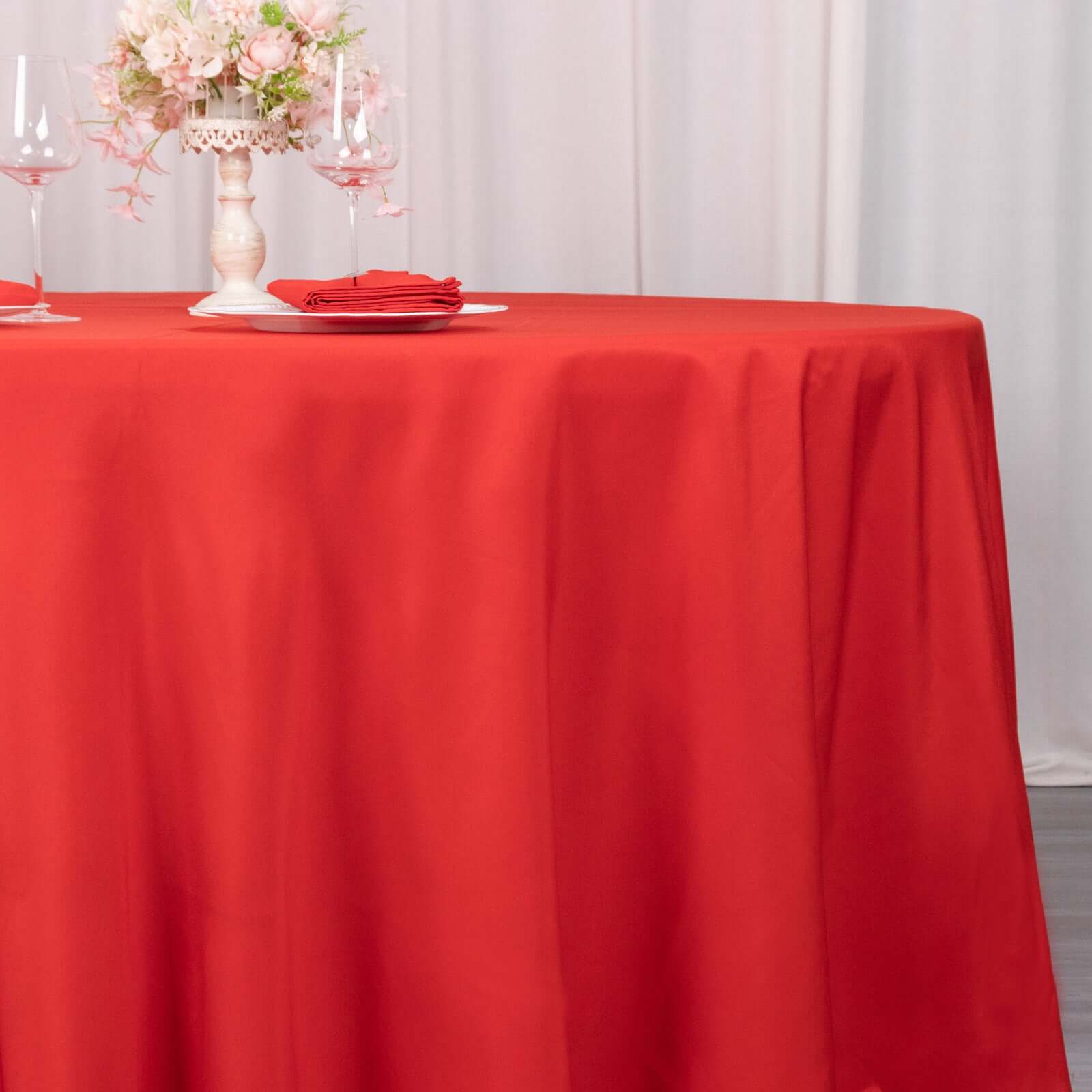 Hot Sale! Red 90-Inch Premium Polyester Round Tablecloth - Stain & Wrinkle Resistant, 220GSM