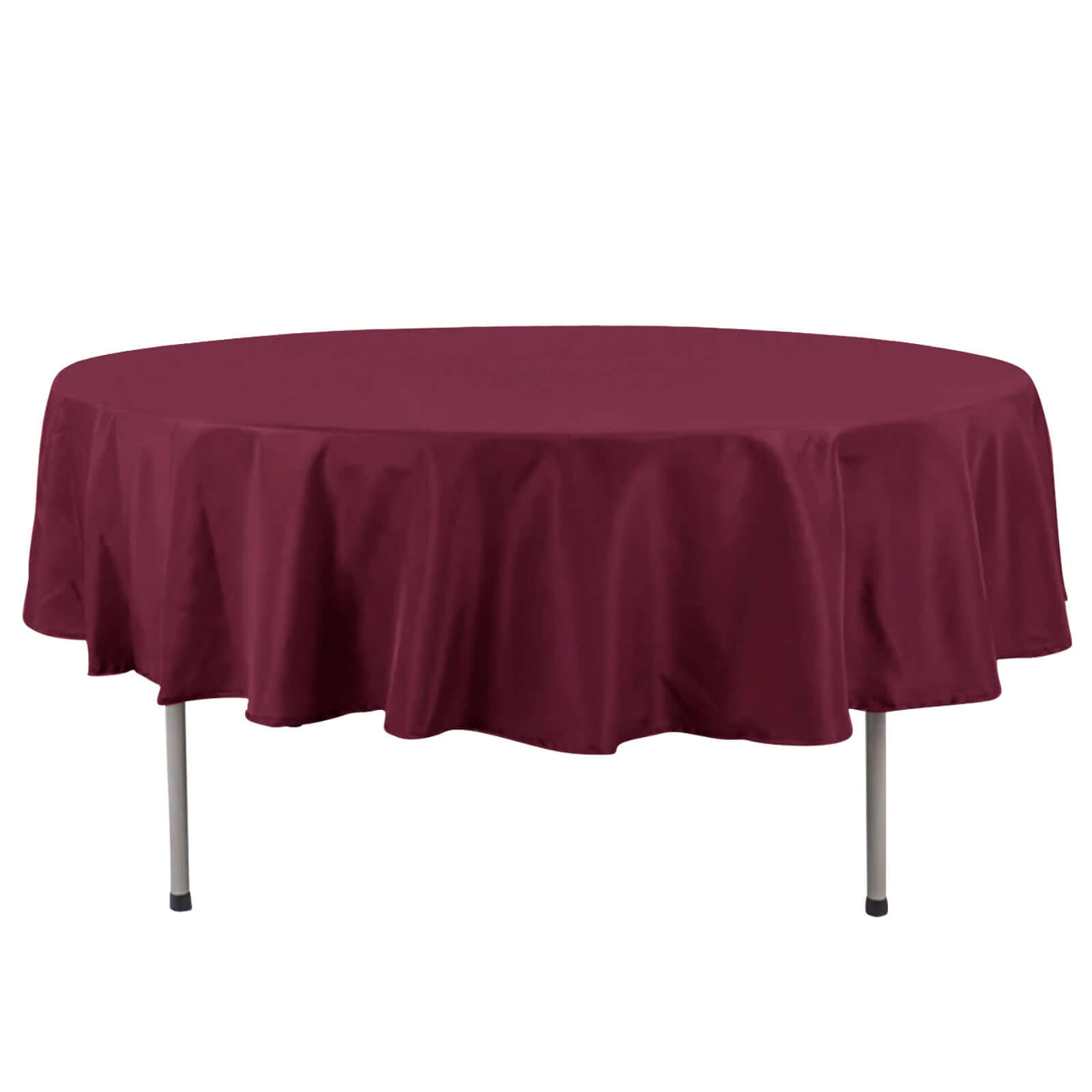 Exclusive Offer! 90-Inch Round Burgundy Premium Polyester Tablecloth, Stain & Wrinkle Resistant, 220GSM