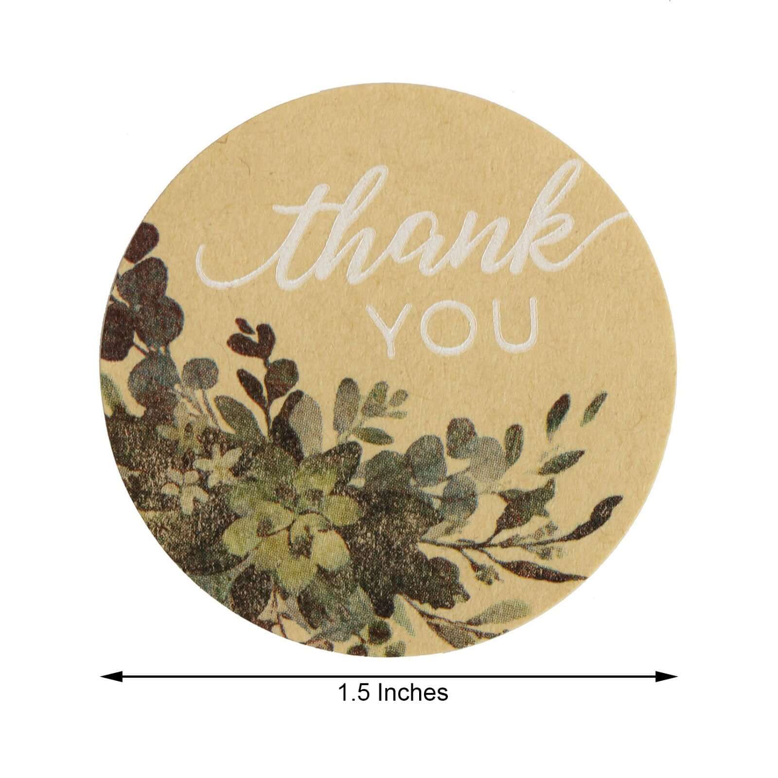 500Pcs 1.5" Round DIY Envelope Decor Stickers with 'Thank You' White Text and Natural Greenery