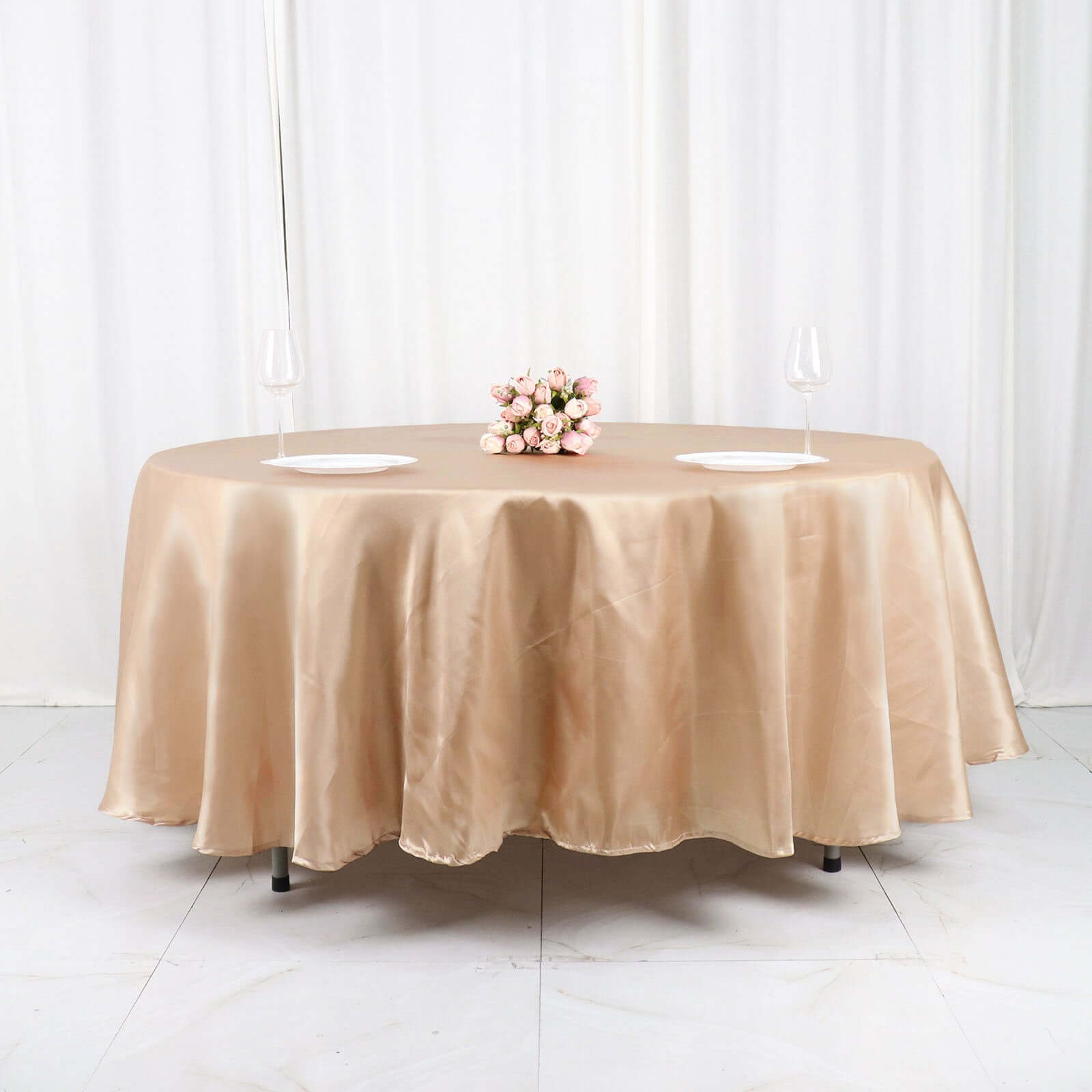 Special Offer! Nude Satin Round Tablecloth 108 Inches - Smooth and Lustrous Table Cover