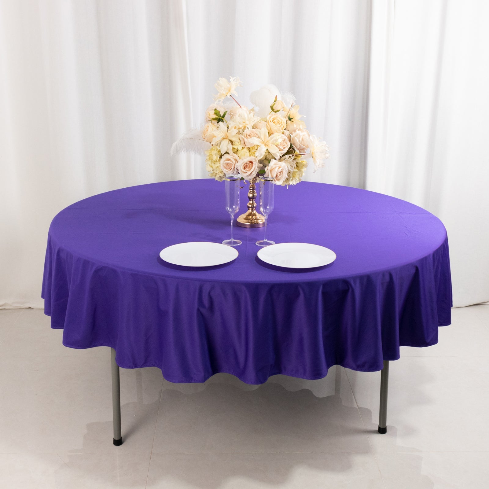 Premium Purple 90-Inch Round Scuba Tablecloth - Stain & Wrinkle Resistant