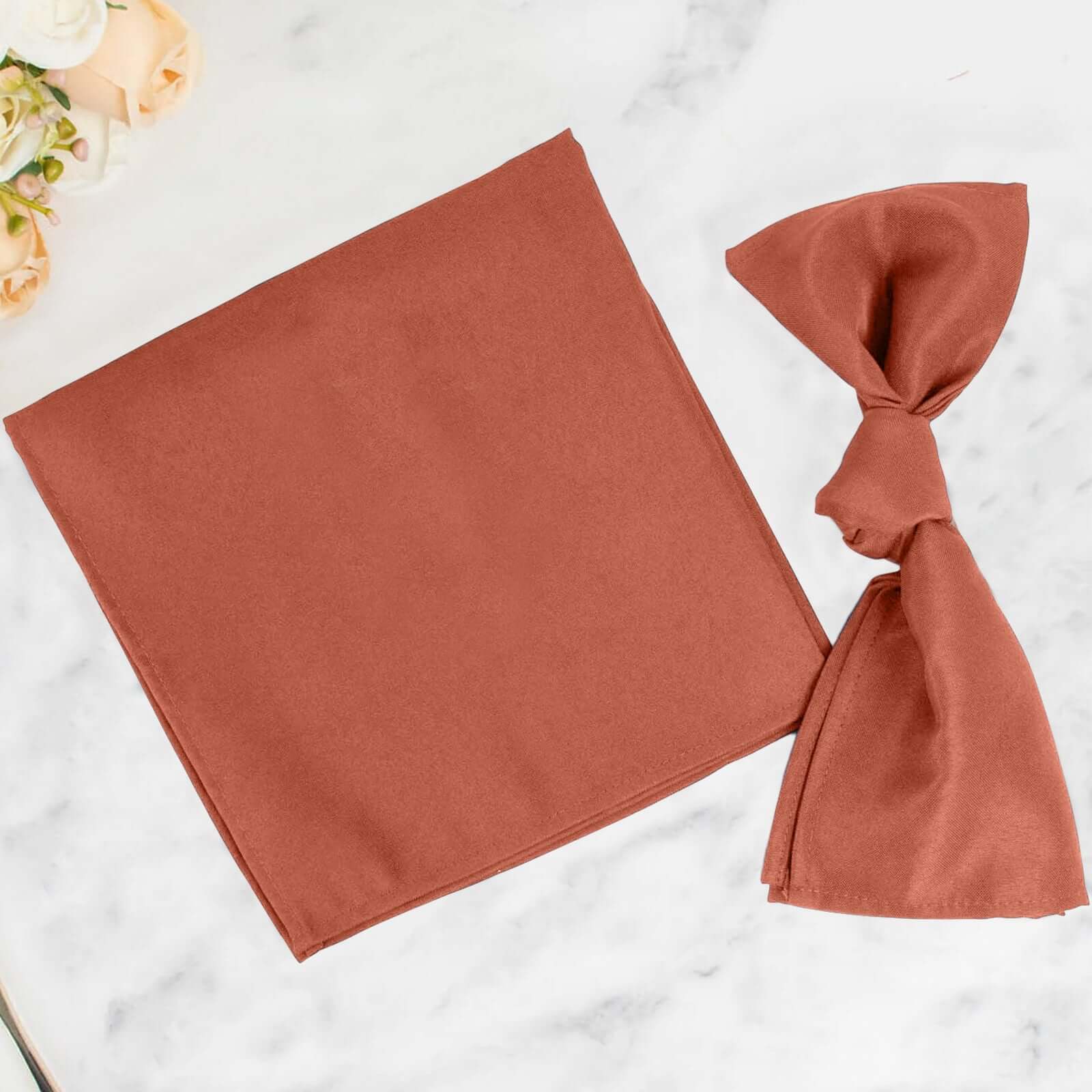 5-Piece Set of Wrinkle-Resistant & Durable 20x20 Terracotta (Rust) Premium Polyester Dinner Napkins