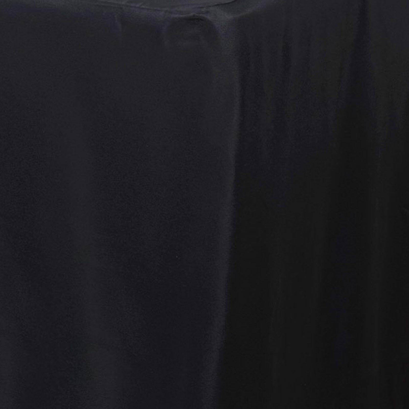 Durable Black Fitted Polyester Tablecloth for 8FT Rectangle Tables - Easy to Maintain!