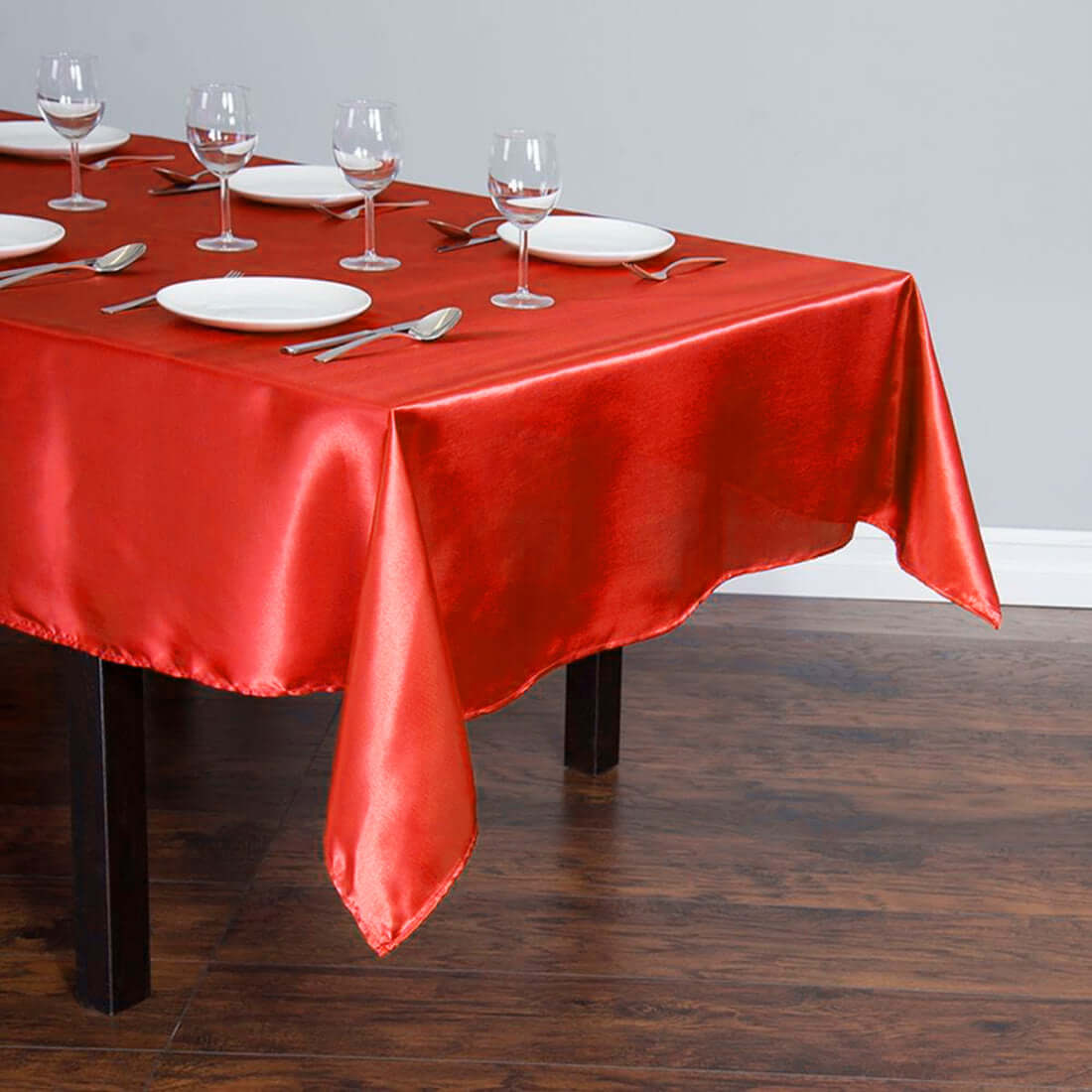 Red Satin 60x102 Rectangular Tablecloth - Smooth, Lustrous & Wrinkle-Resistant