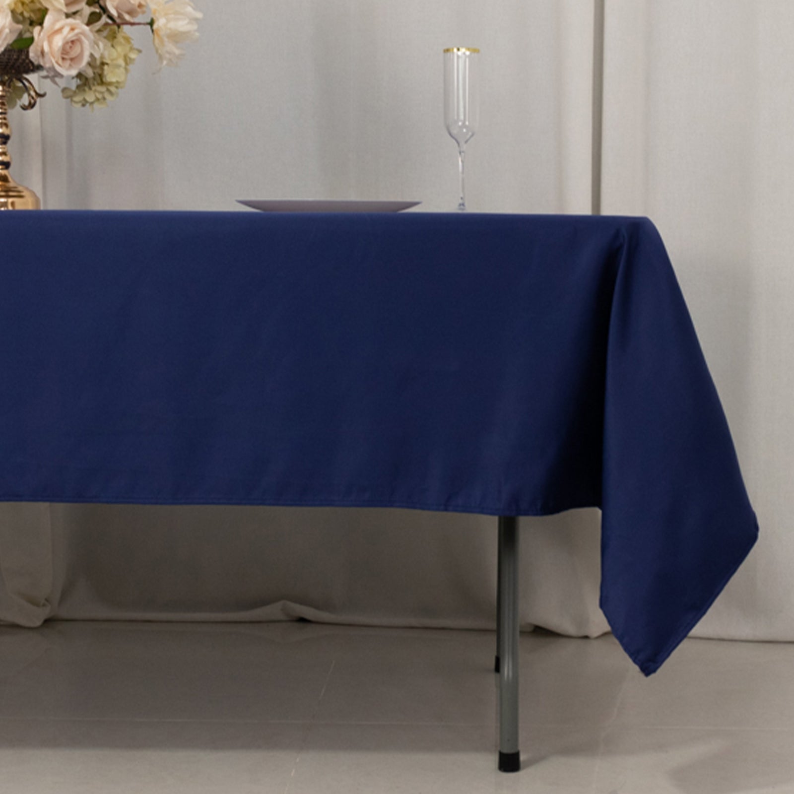 Navy Blue Lamour Satin Rectangle Tablecloth (60x102) - Durable & Soft