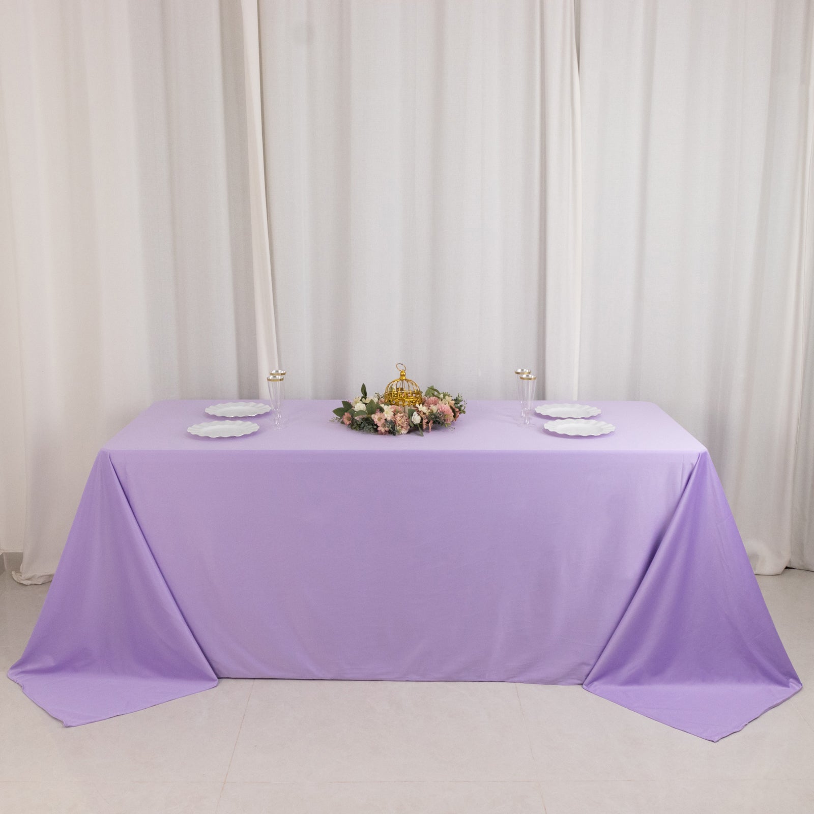Lavender Lilac Premium Scuba Wrinkle-Free & Stain-Resistant 90x132 Rectangular Tablecloth