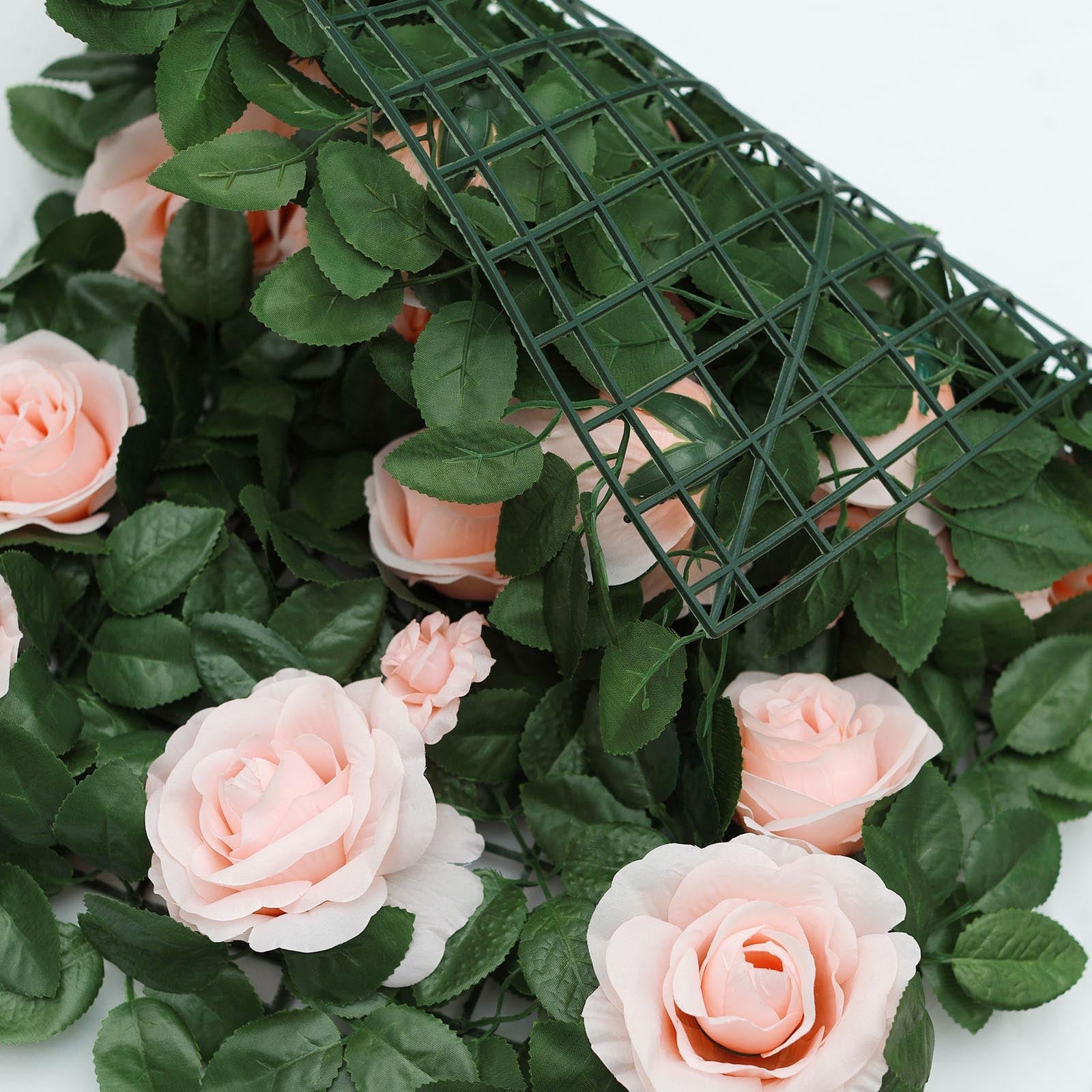 4-Piece Set of 12 Sq ft. Blush Silk Rose Flower Wall Panels for Easy Installation