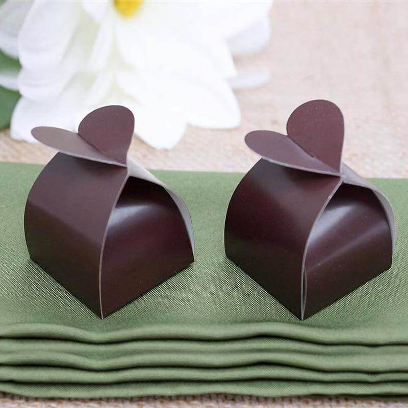 Special Offer! 100-Piece Chocolate Heart-Shaped Twist Top Boxes for Wedding Favors and Gifts