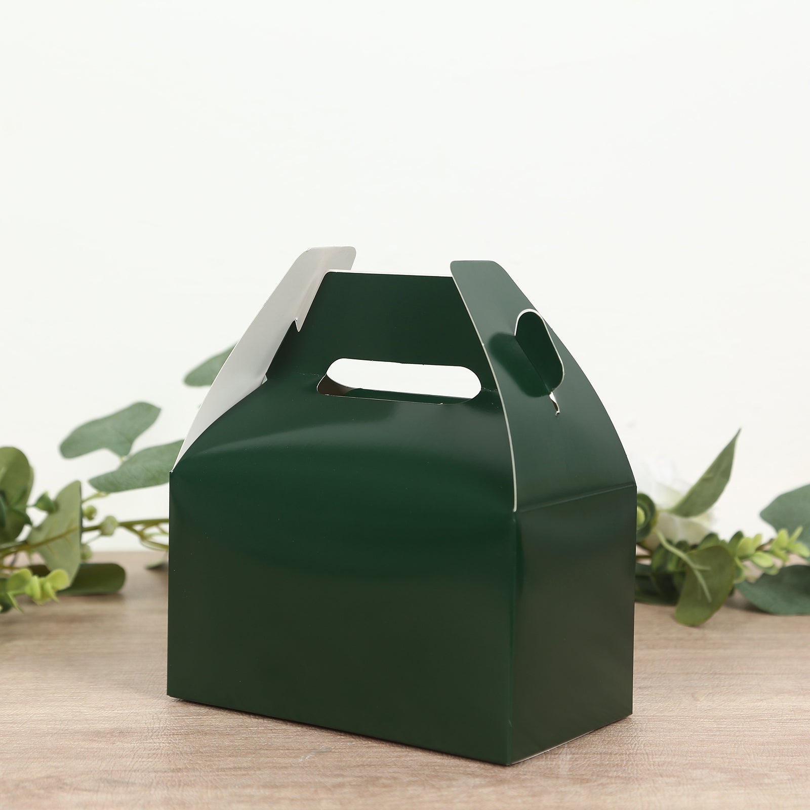 25-Pack Hunter Emerald Green Tote Gable Candy Gift Boxes - Ideal for Party Favors