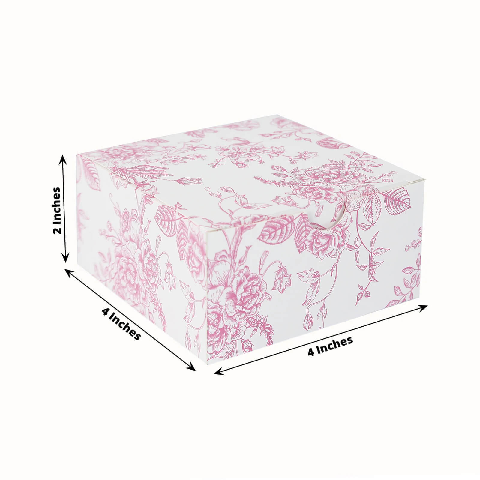 Get 25-Pack Matte Pink & White French Toile Pattern Cardstock Party Favor Candy Gift Boxes (4x4x2)