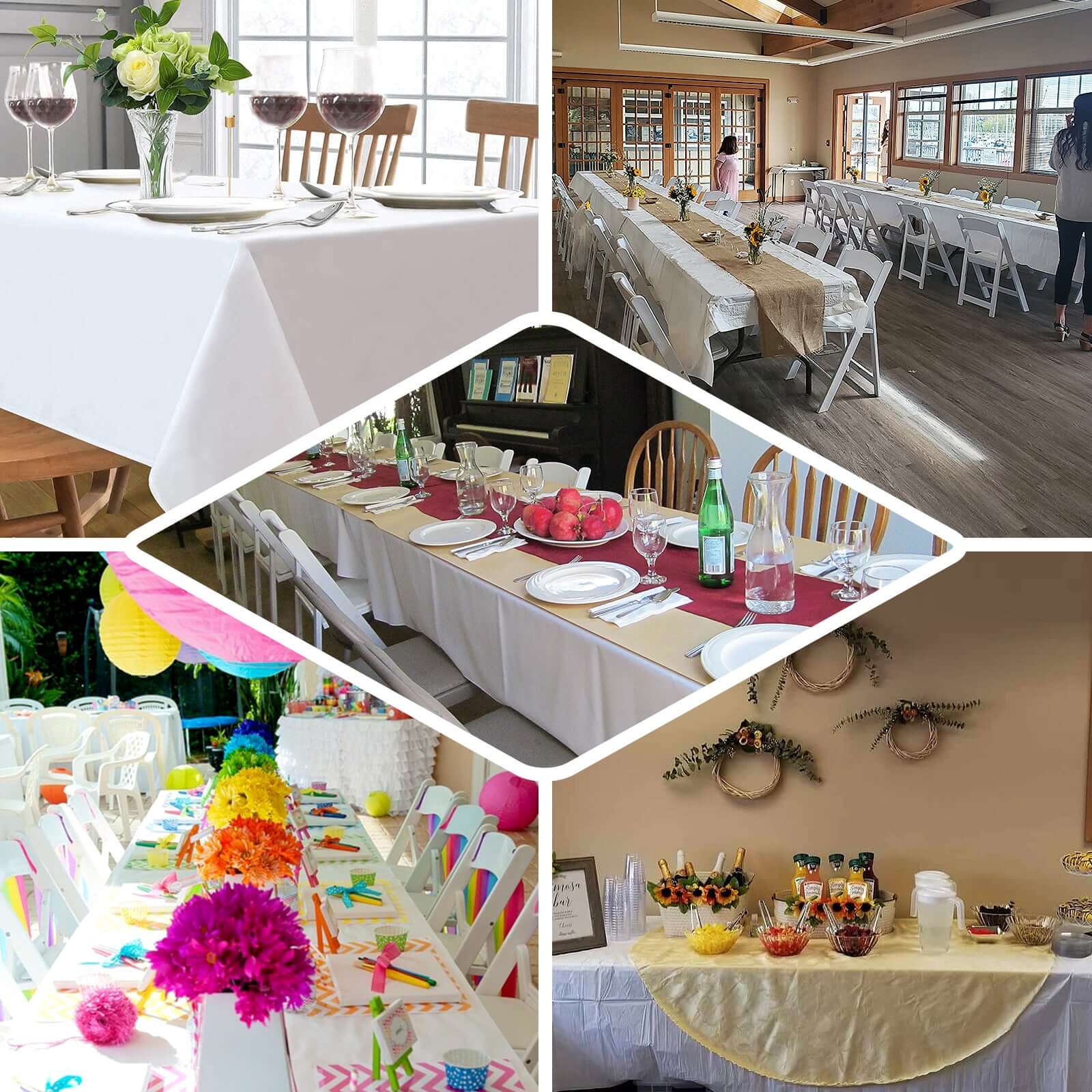 Disposable White Airlaid Rectangle Tablecloth 50x108 - Linen - Like for Easy Cleanup