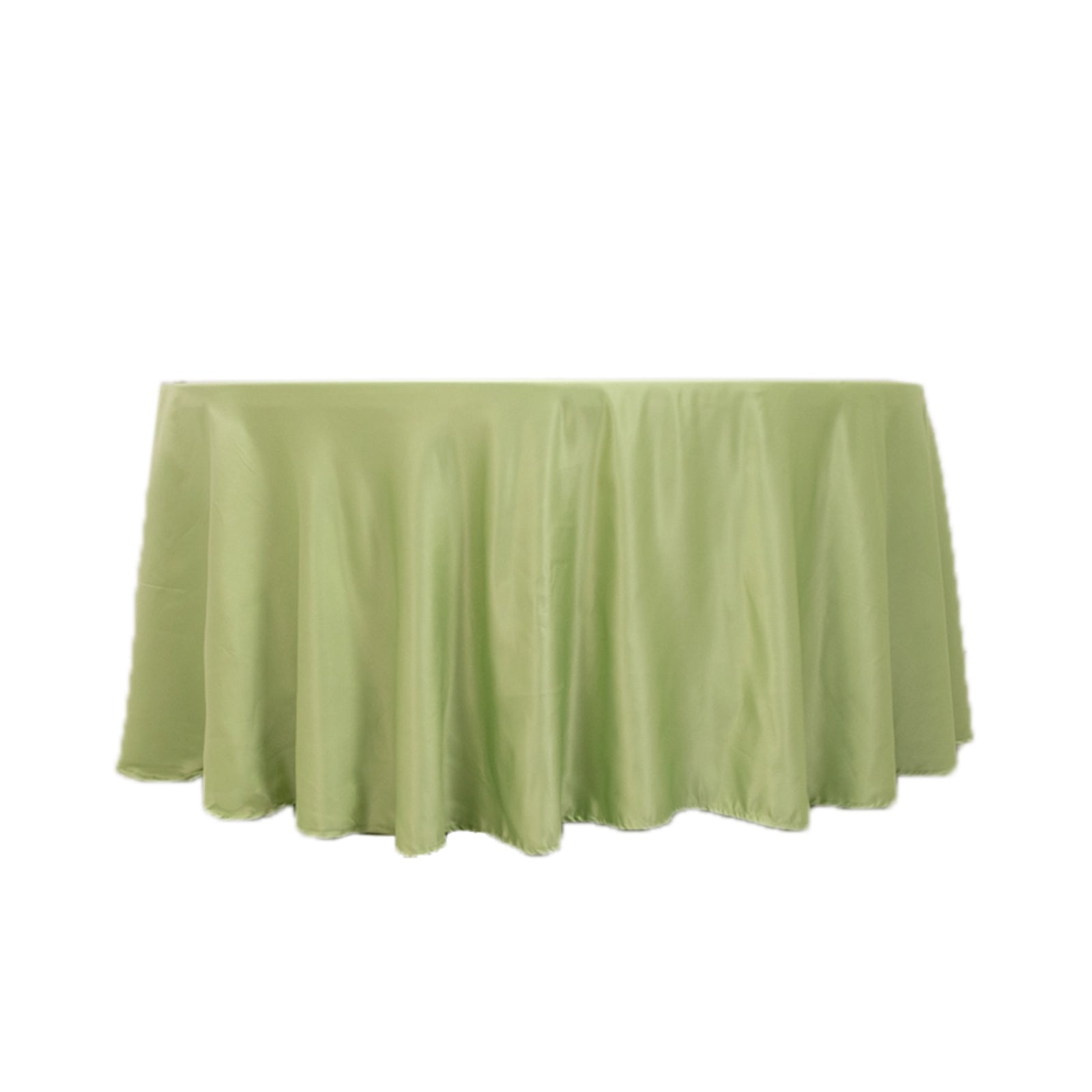 Sage Green Lamour Satin Seamless 120" Round Tablecloth with Soft Sheen
