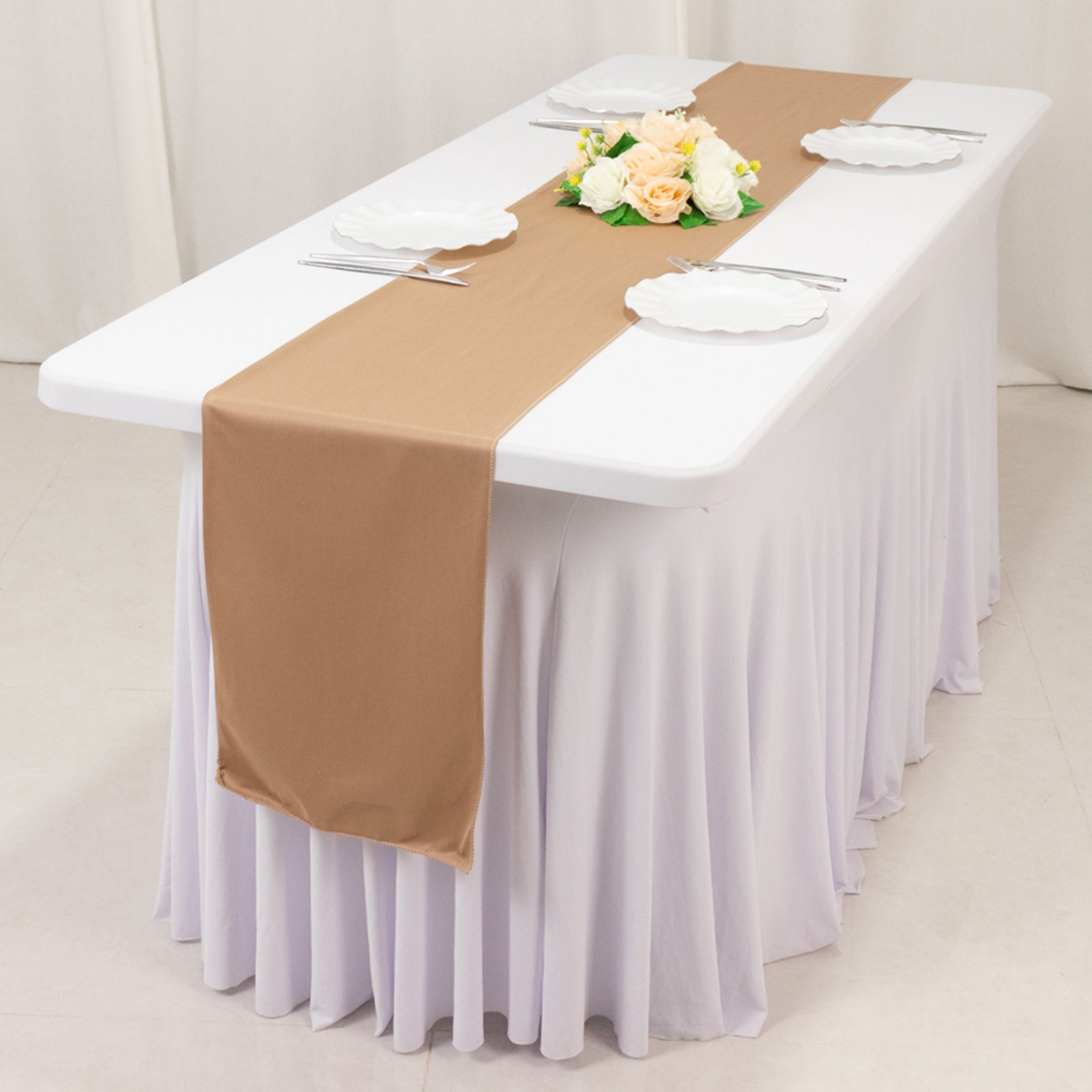 Exclusive Wrinkle-Free Nude Scuba Polyester 12x108 Table Runner