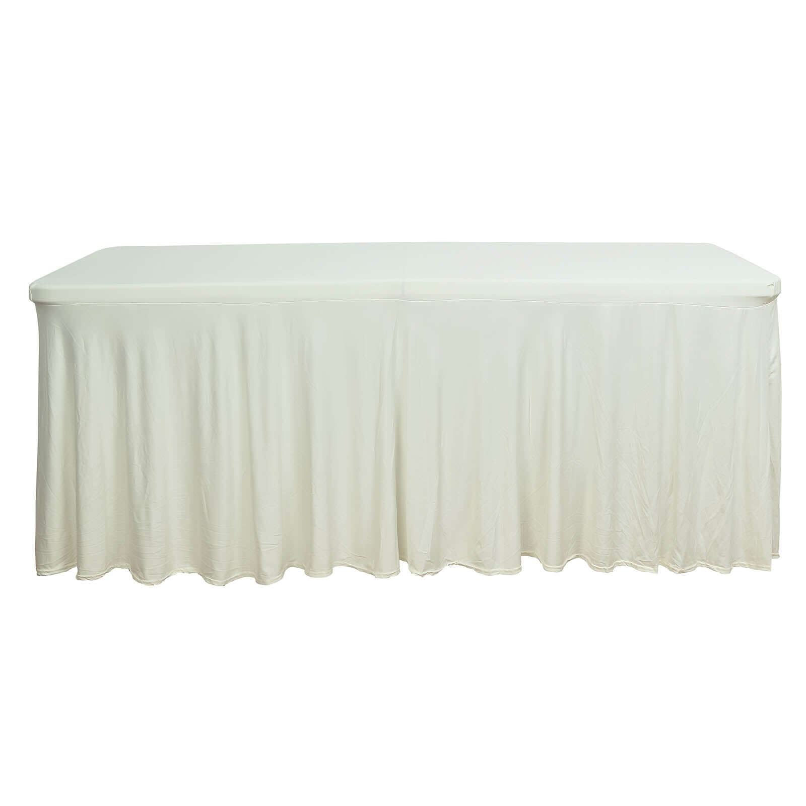 Ivory Spandex Table Cover with Wavy Skirt-Like Effect for 6ft Tables - Exclusive Offer