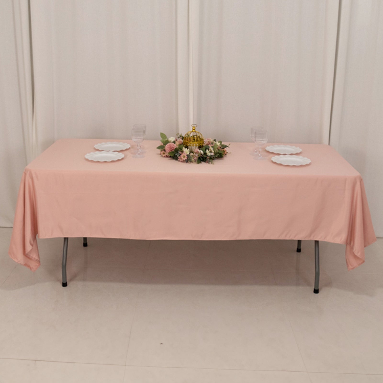 Lamour Satin Rectangle Tablecloth in Dusty Rose - Durable & Soft, Ideal for Events