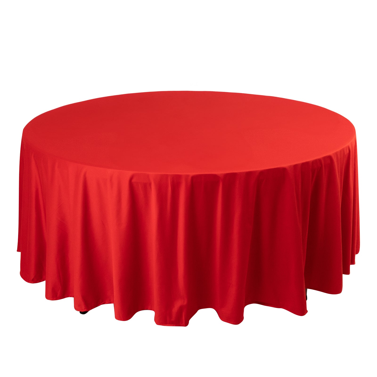 Hot Deal! Premium Red 108' Scuba Round Tablecloth - Wrinkle & Stain Free