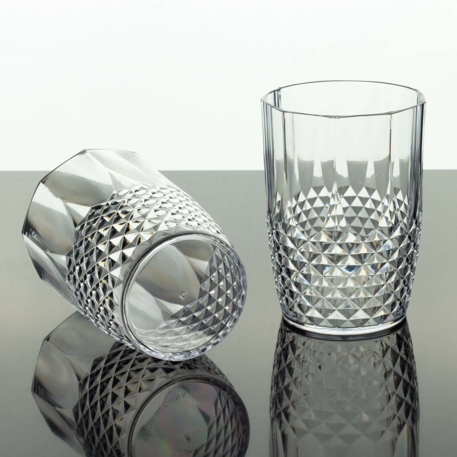 6-Pack 16oz Reusable Clear Plastic Tumblers with Crystal Cut Style - Ideal for All Occasions