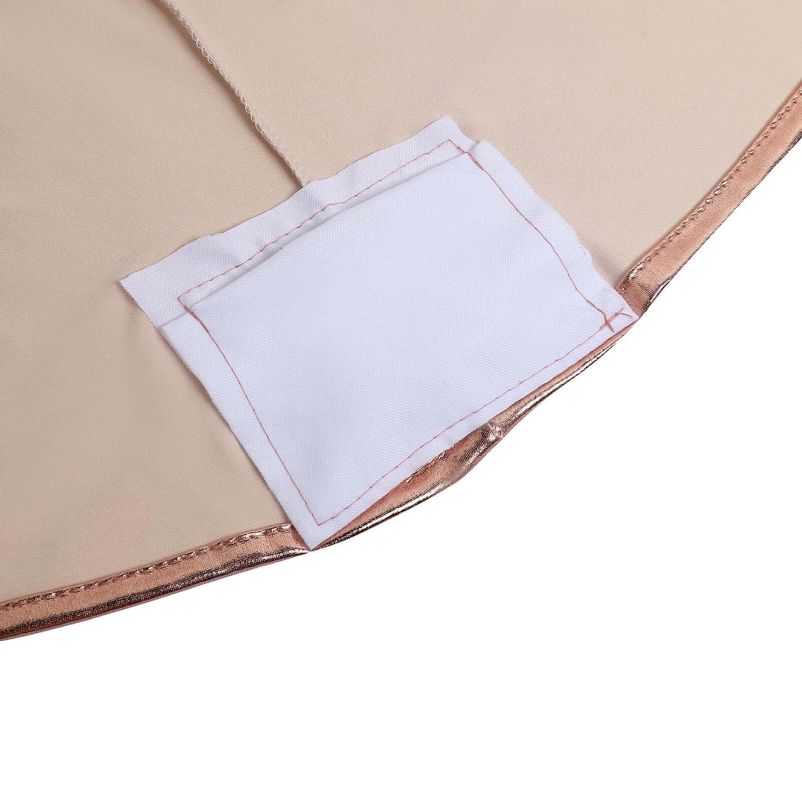 Exclusive Blush Metallic Spandex Stretch Cocktail Table Cover - 30" - 32" Diameter, Water-Resistant