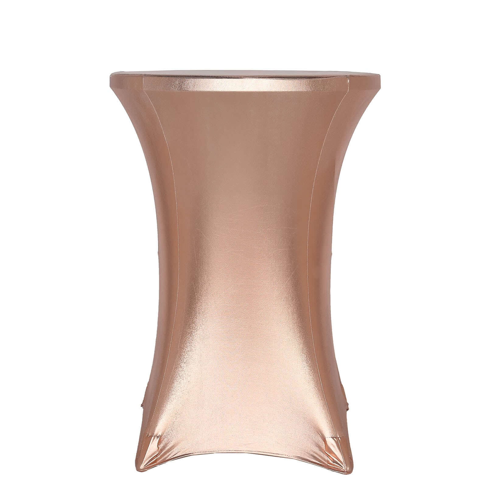 Exclusive Blush Metallic Spandex Stretch Cocktail Table Cover - 30" - 32" Diameter, Water-Resistant