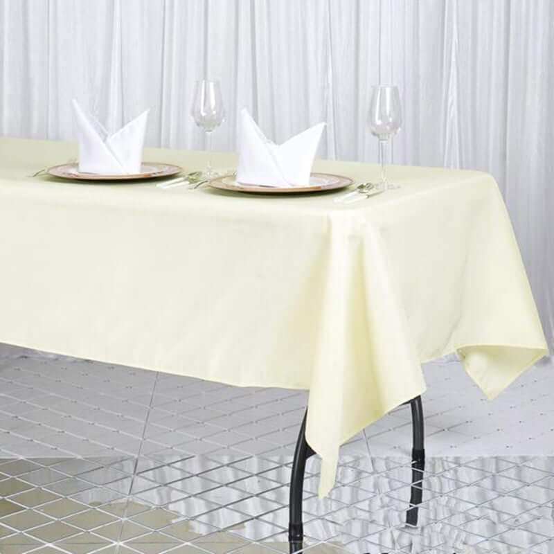 Ivory 60x102 Premium Polyester Rectangle Tablecloth - Durable 220GSM, Wrinkle-Resistant