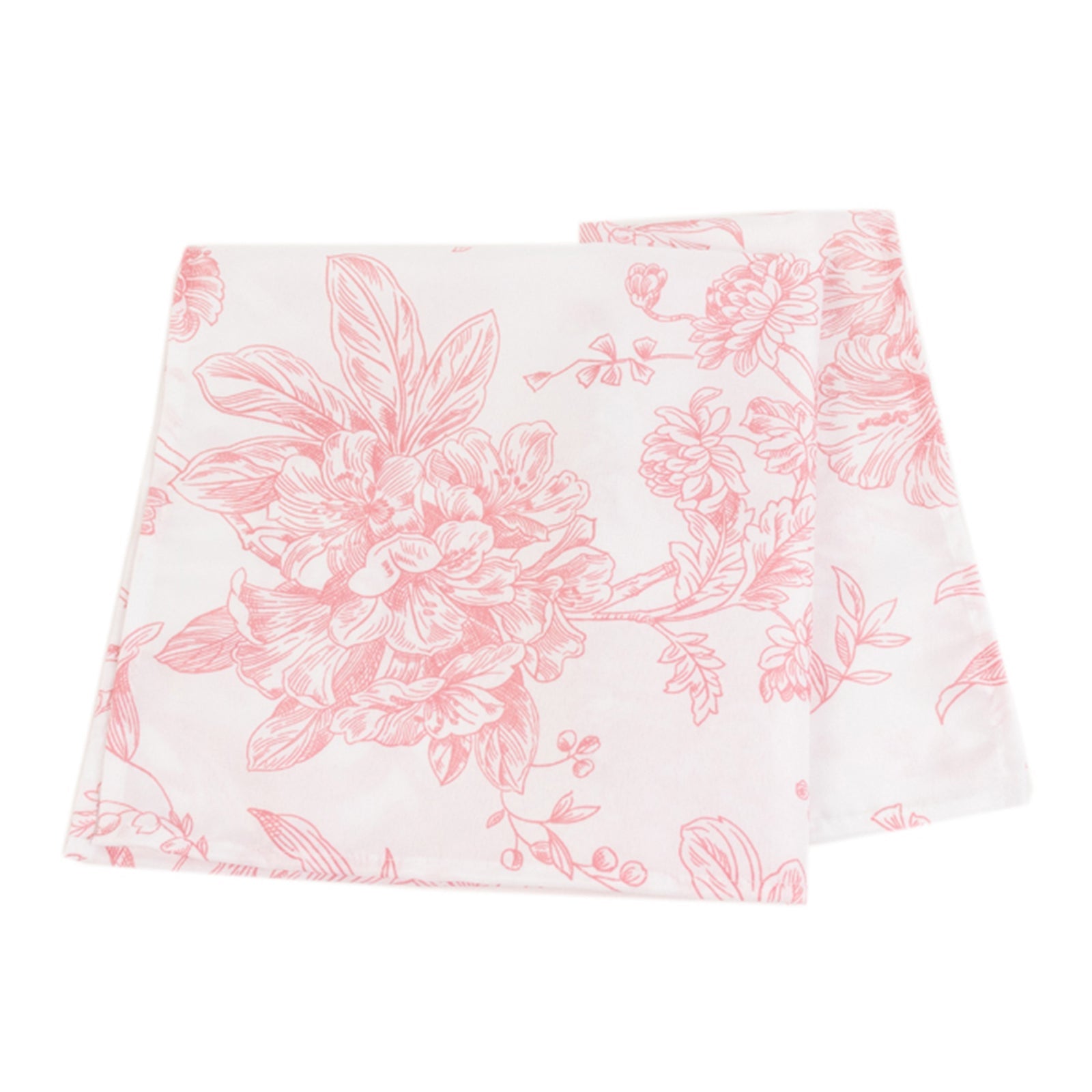 Hot Deal! 5-Pack 20x20 Pink & White French Toile Floral Polyester Reusable Dinner Napkins