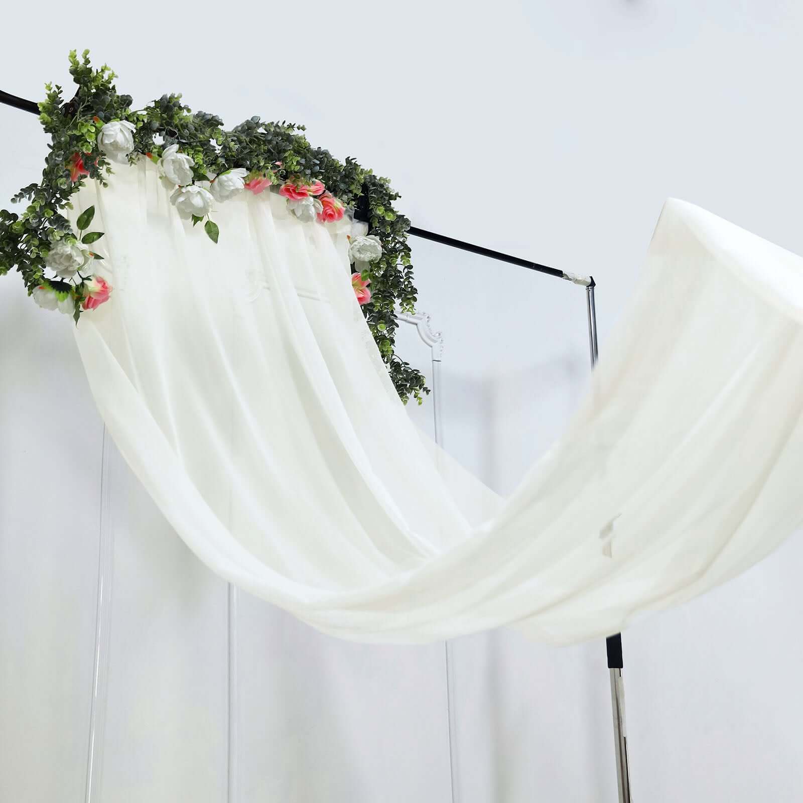 5ft x 14ft Ivory Premium Chiffon Curtain Panel - Durable Flame Resistant, Ideal for Events