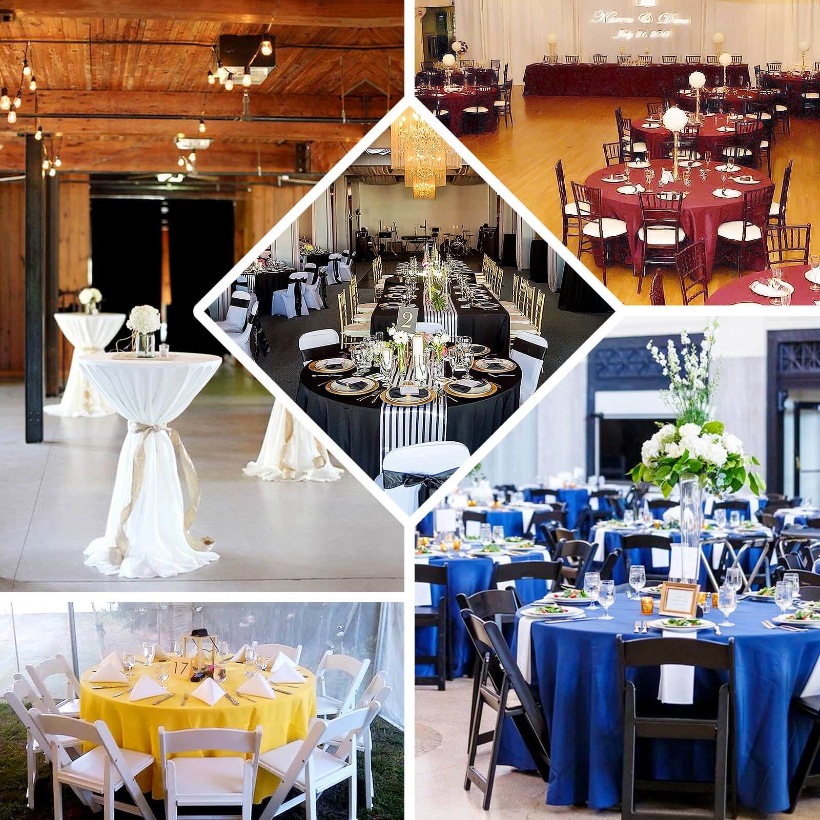 Premium Navy Blue 120-Inch Round Polyester Tablecloth - Seamless, Wrinkle-Resistant & Stainproof