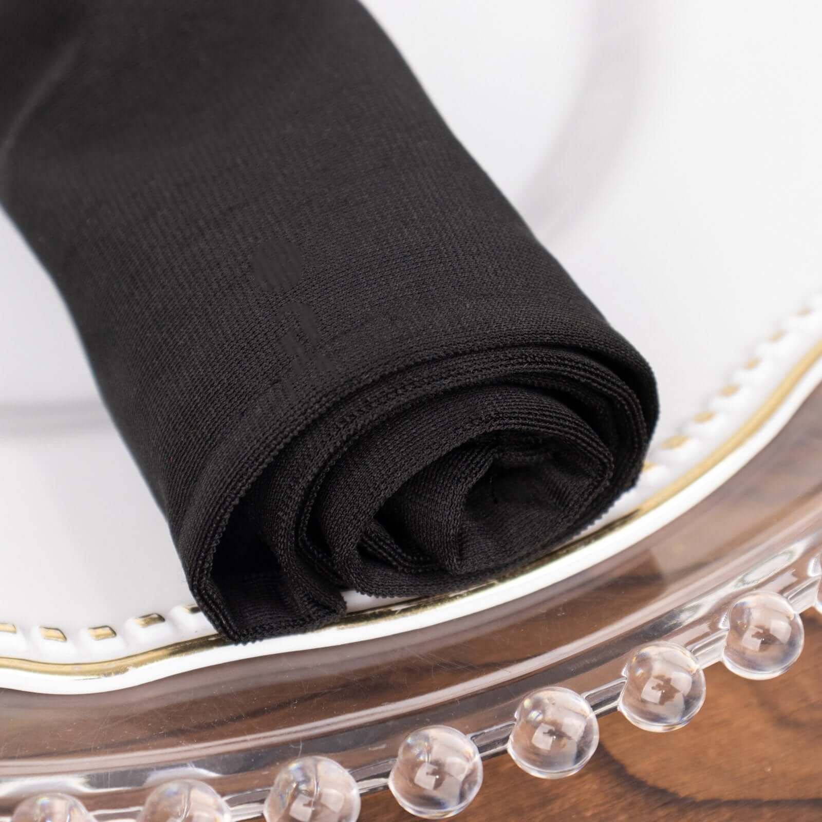 5-Pack Premium Black 20x20 Scuba Dinner Napkins - Durable, Reusable & Stain-Free
