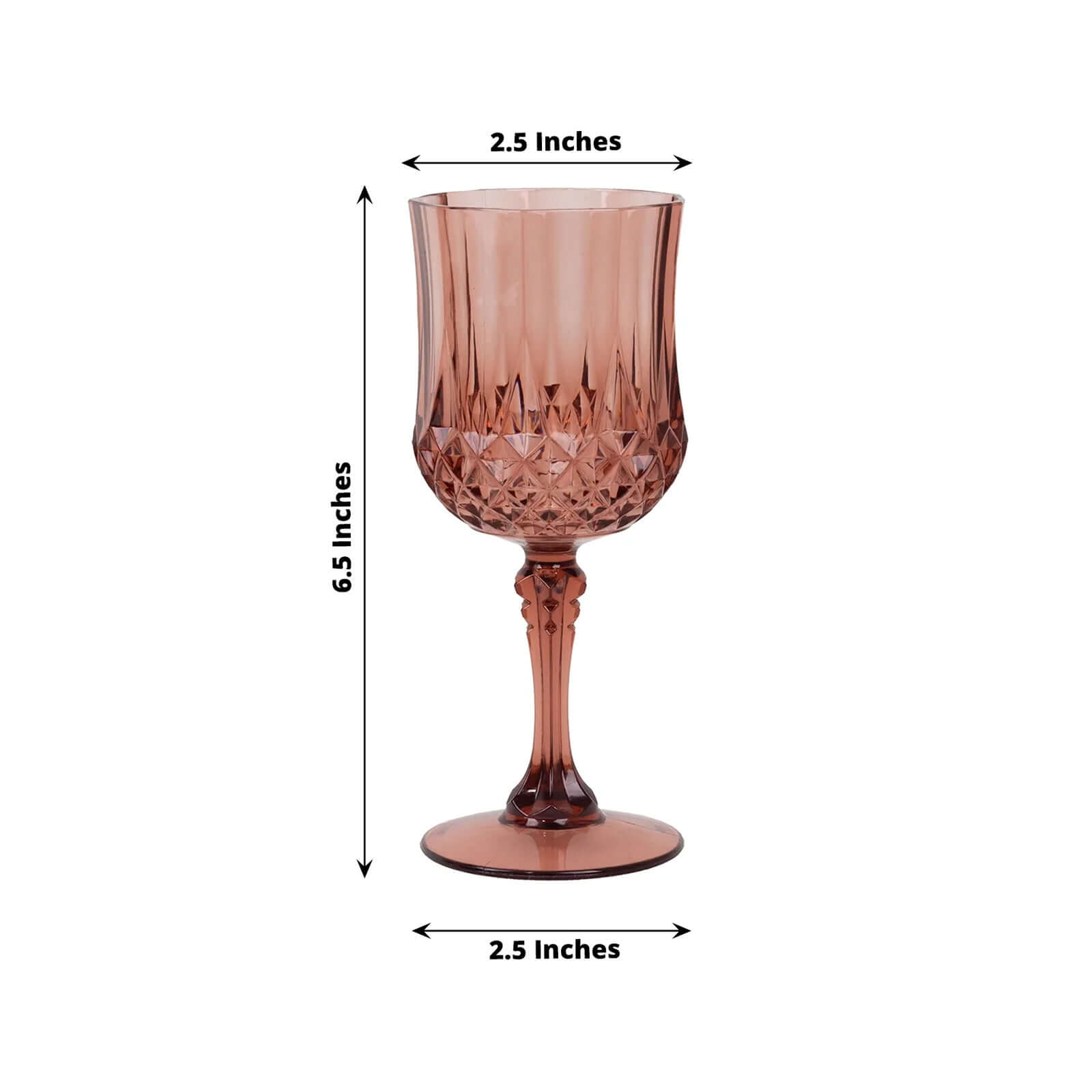 Hot Deal! 6-Pack 8oz Shatterproof Dusty Rose Plastic Cocktail Goblets with Crystal Cut