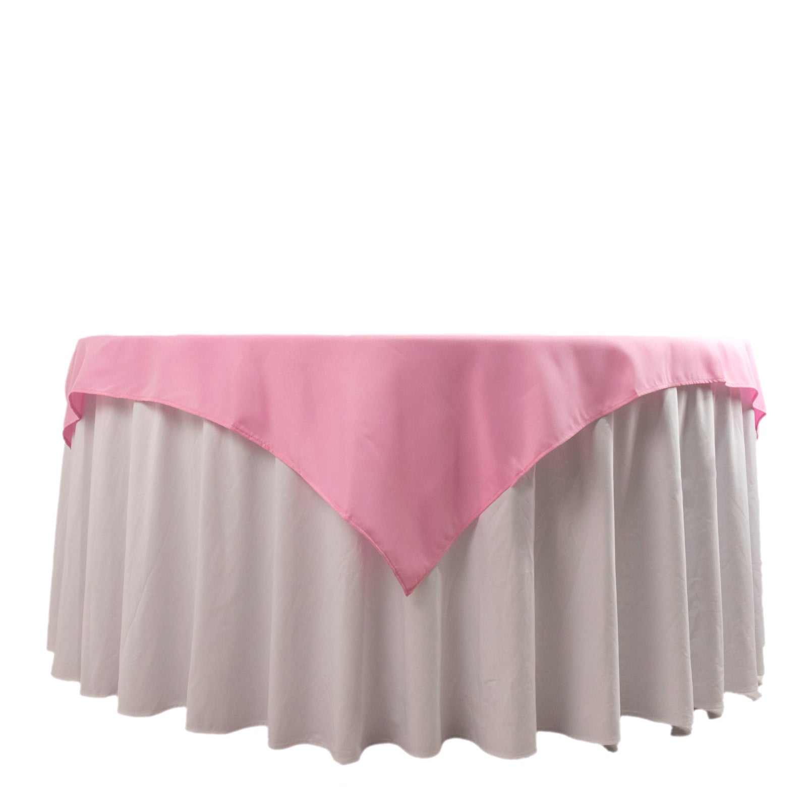 Hot Sale! Pink 54x54 Premium Polyester Square Table Overlay - Stain & Wrinkle Resistant 220GSM Table Topper