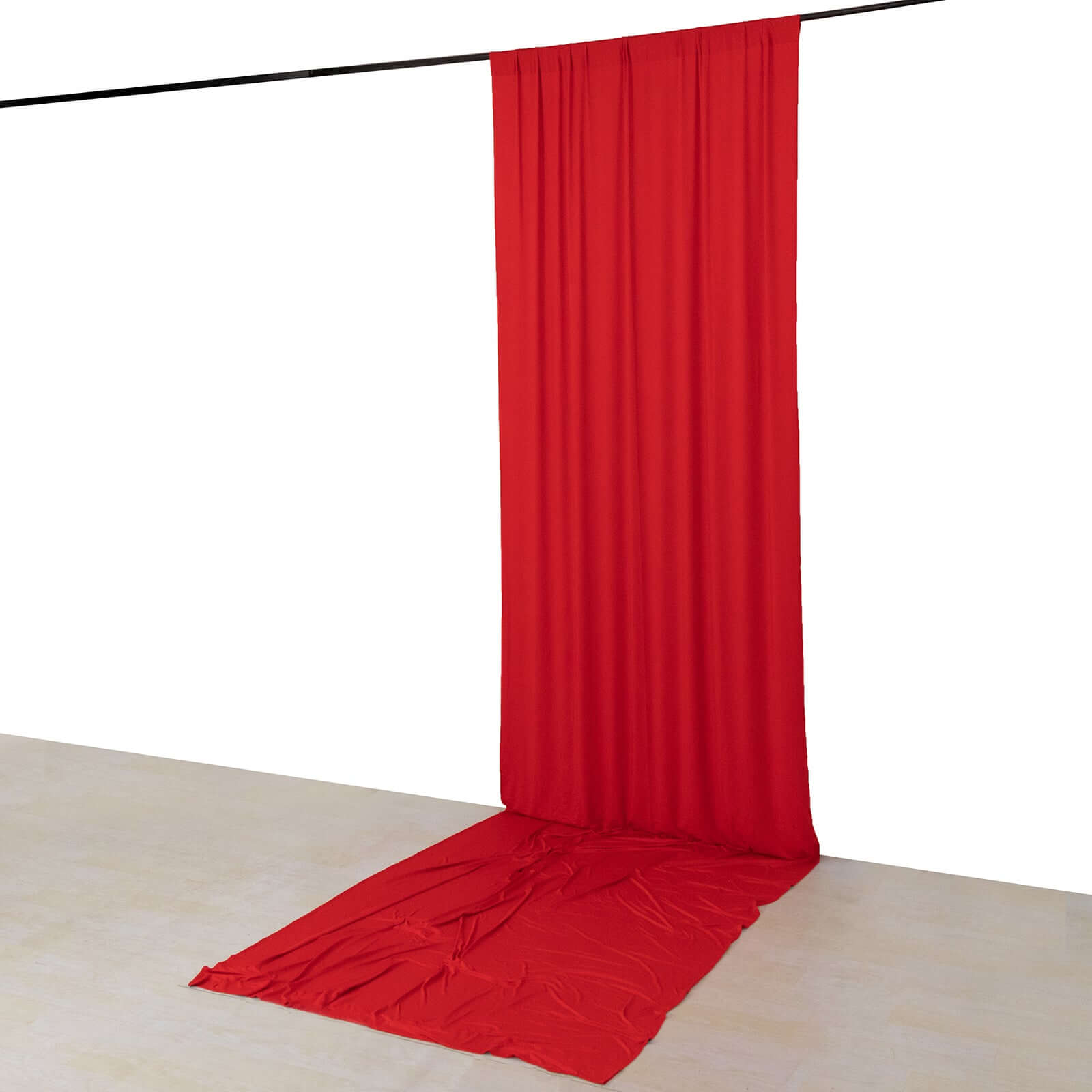Hot Deal! Red 4-Way Stretch Wrinkle-Free Spandex Event Backdrop Curtain, 5ftx16ft with Rod Pockets