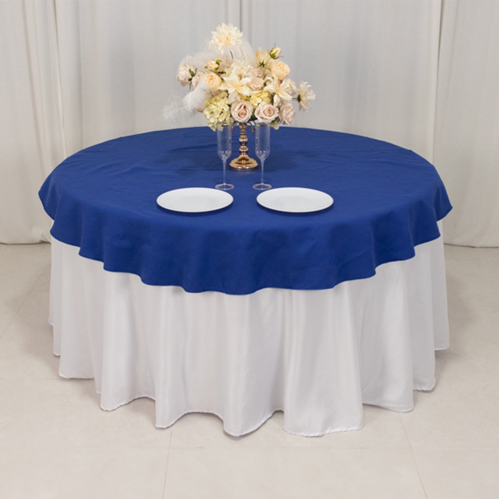 Exclusive Royal Blue 70" Cotton Blend Round Tablecloth - Wrinkle-Free and Ideal for Events