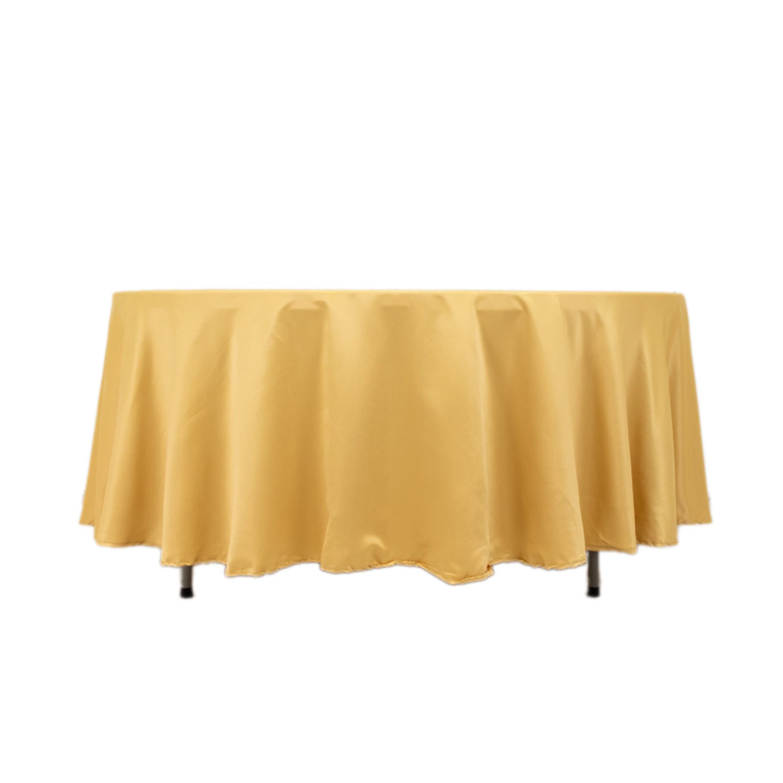 Durable Silk-Like Champagne Lamour Satin 108-Inch Round Tablecloth