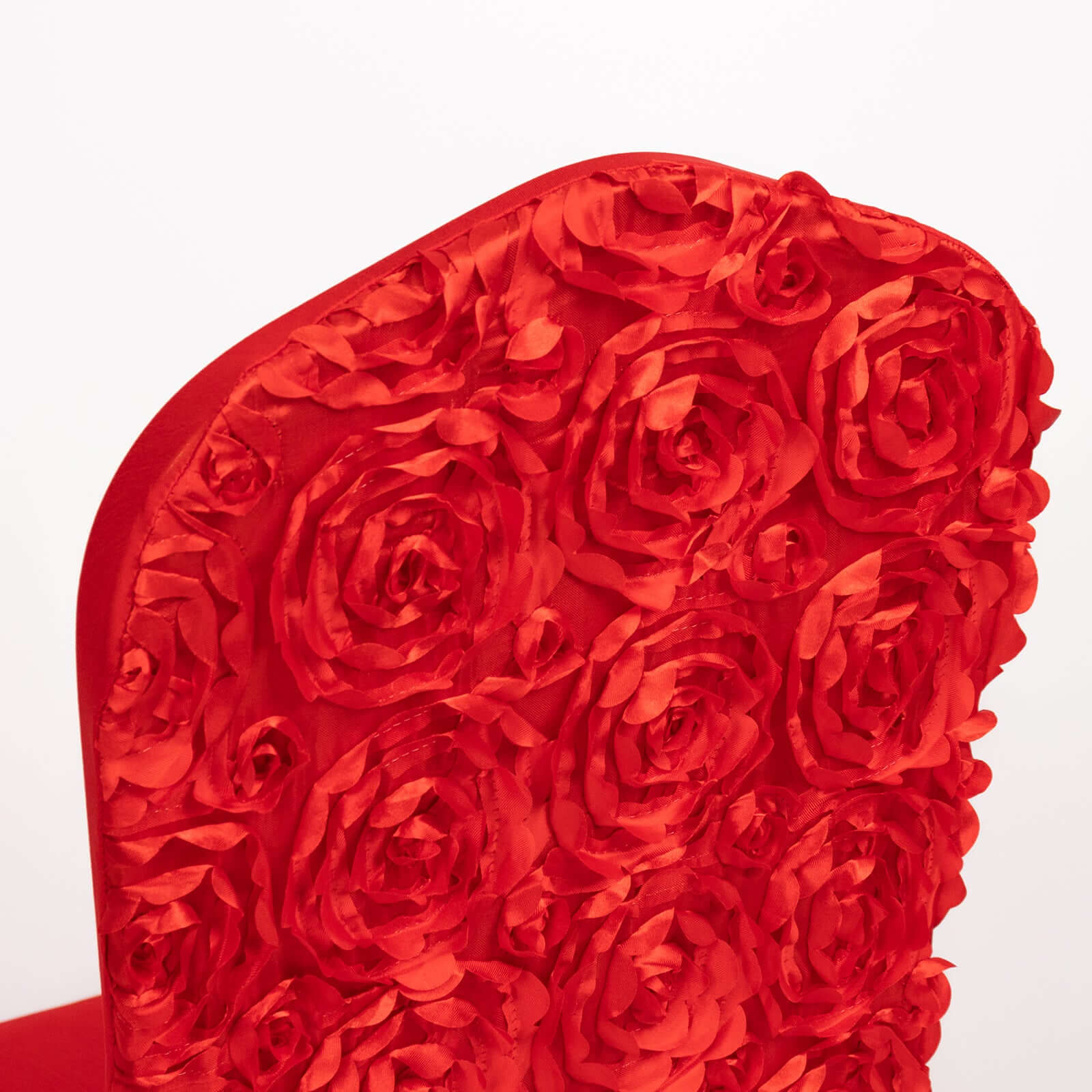 Red Satin Rosette Stretch Slip-On Cover for Banquet Chairs - Great Value!