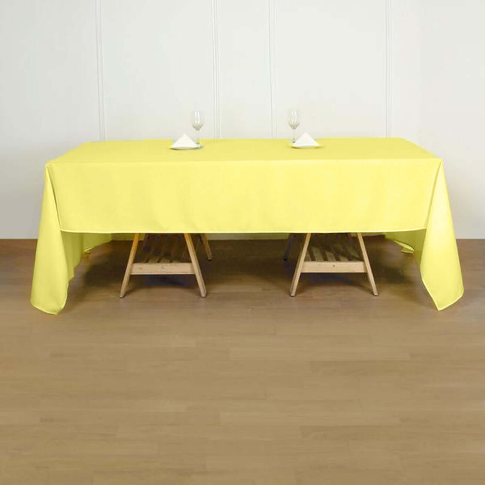 Yellow Wrinkle-Resistant 60x126 Polyester Rectangle Tablecloth - Perfect for Events