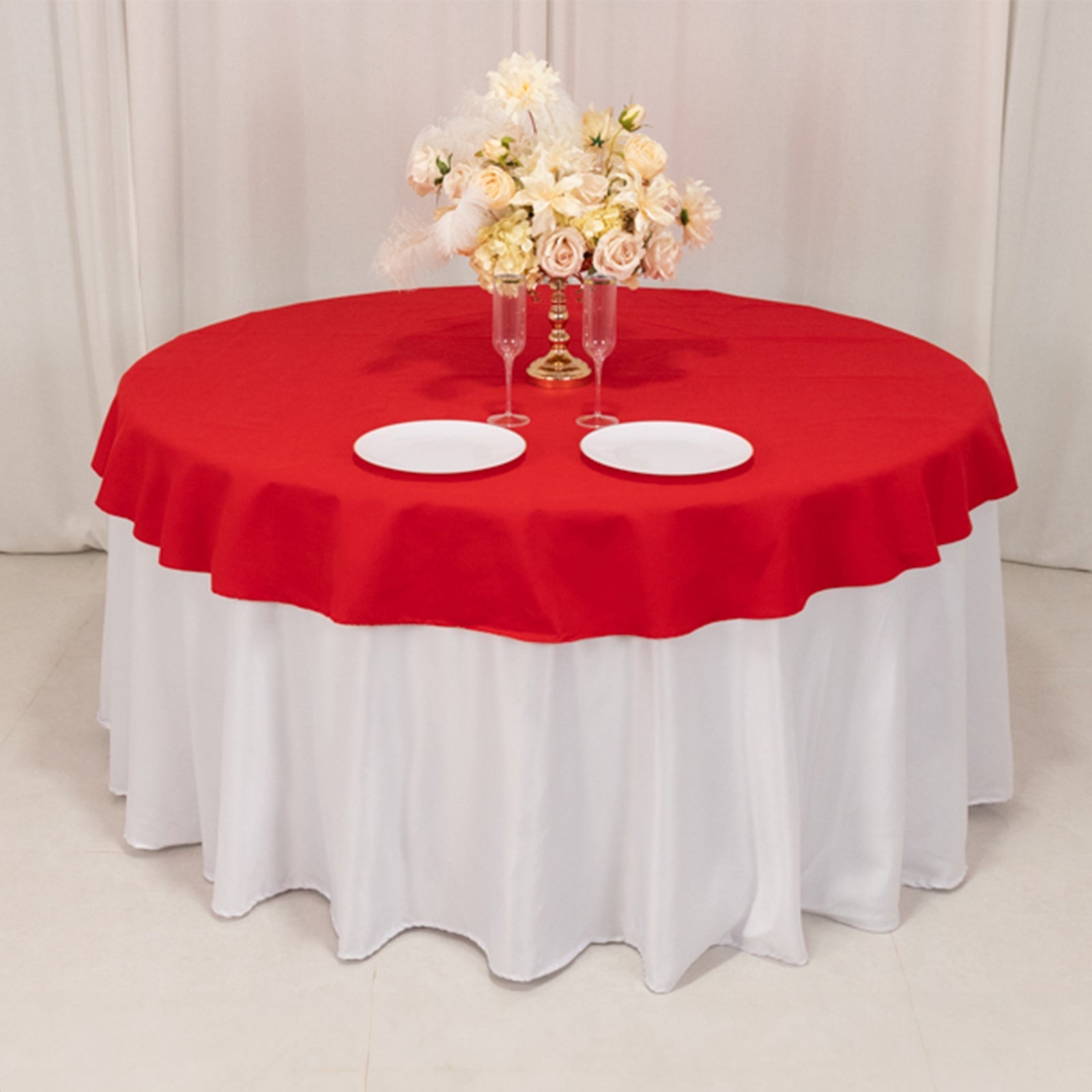 Hot Deal! 70-Inch Red Wrinkle-Resistant Cotton Blend Round Tablecloth for Events