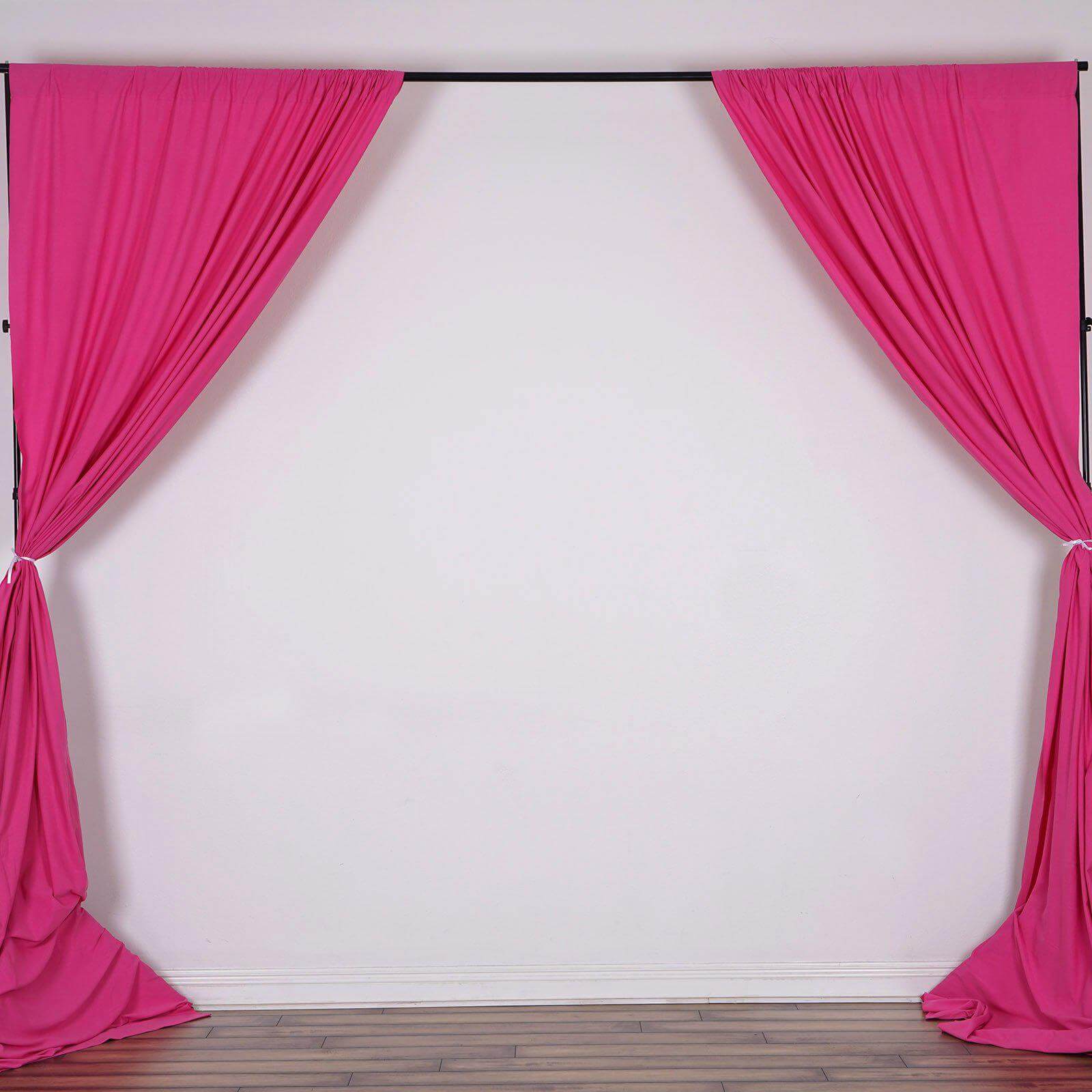 2-Pack Fuchsia 10ftx10ft Scuba Polyester Event Curtains - Durable, Flame Resistant & Wrinkle Free