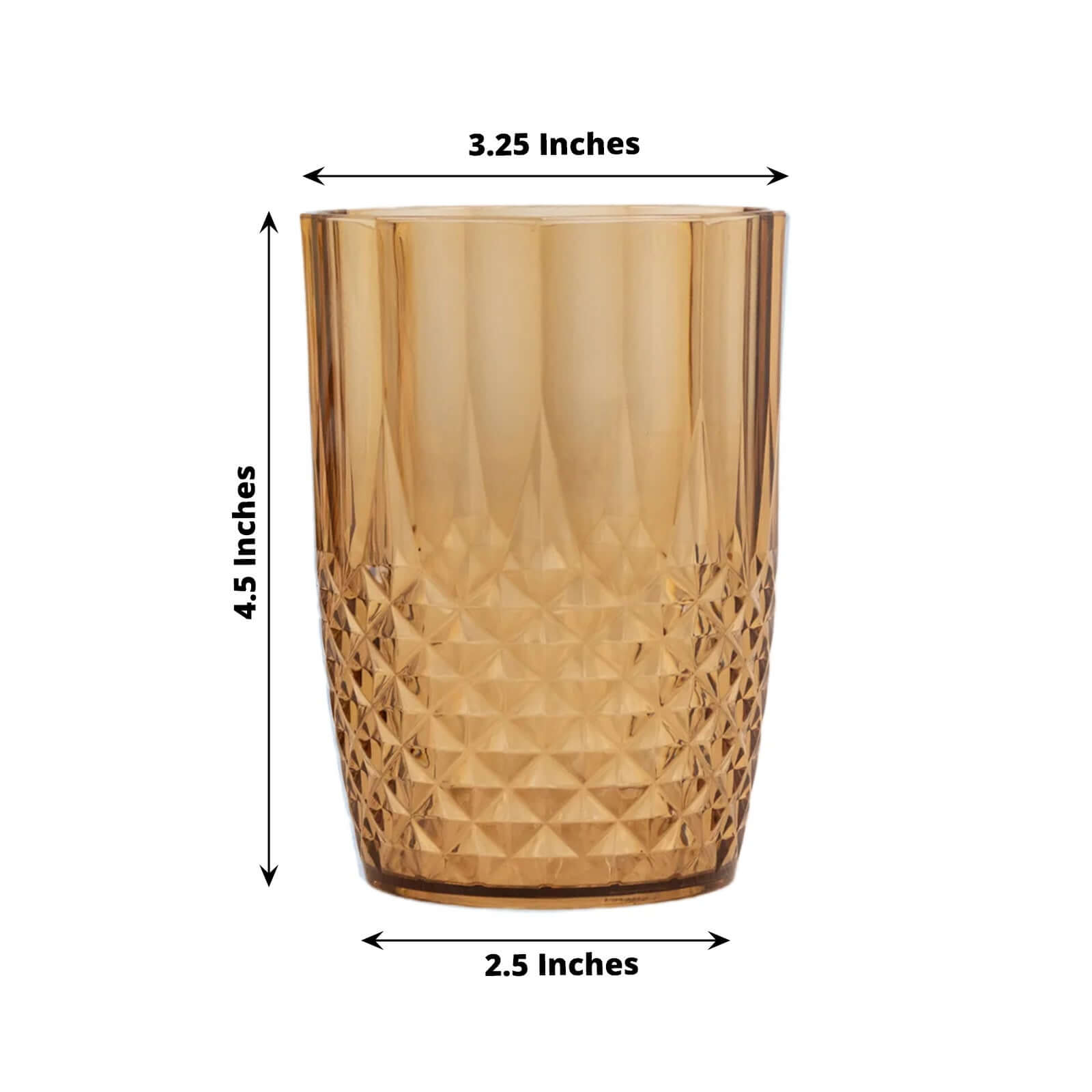 Hot Deal! 6-Pack Reusable 16oz Amber Gold Plastic Tumblers with Crystal Cut Style